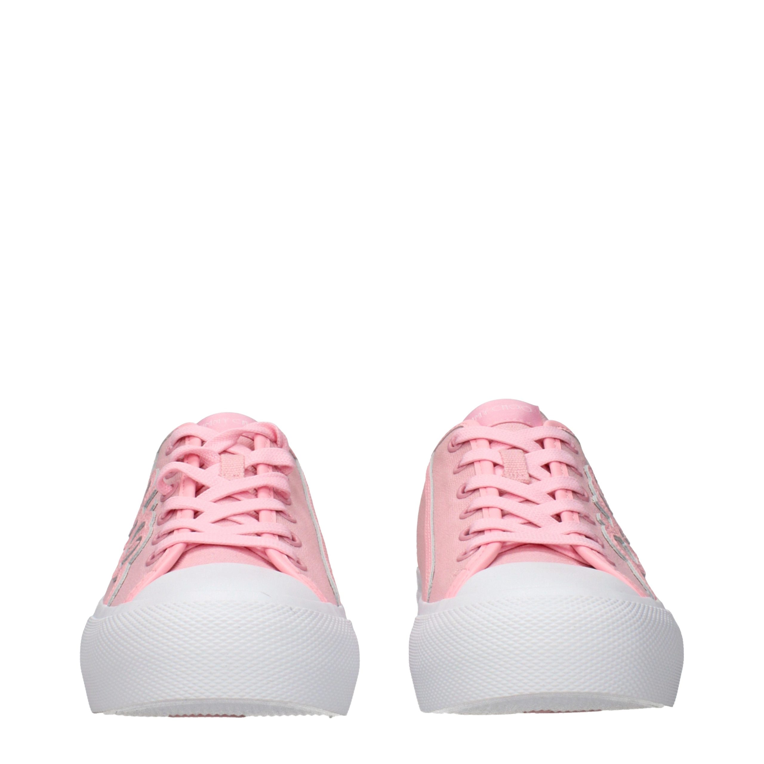 Jimmy Choo Pink Fabric Low Top Sneakers - Image 3