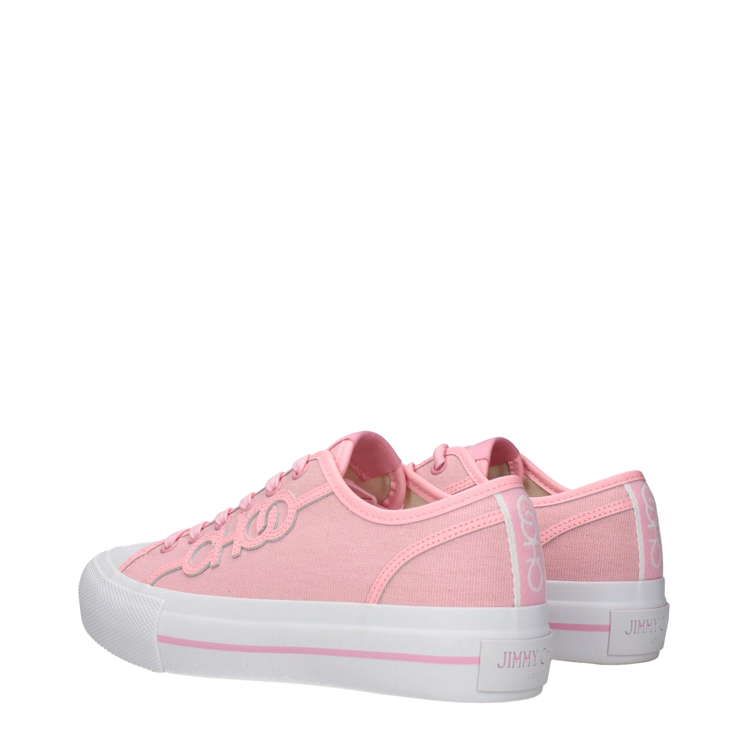 Jimmy Choo Pink Fabric Low Top Sneakers - Image 4