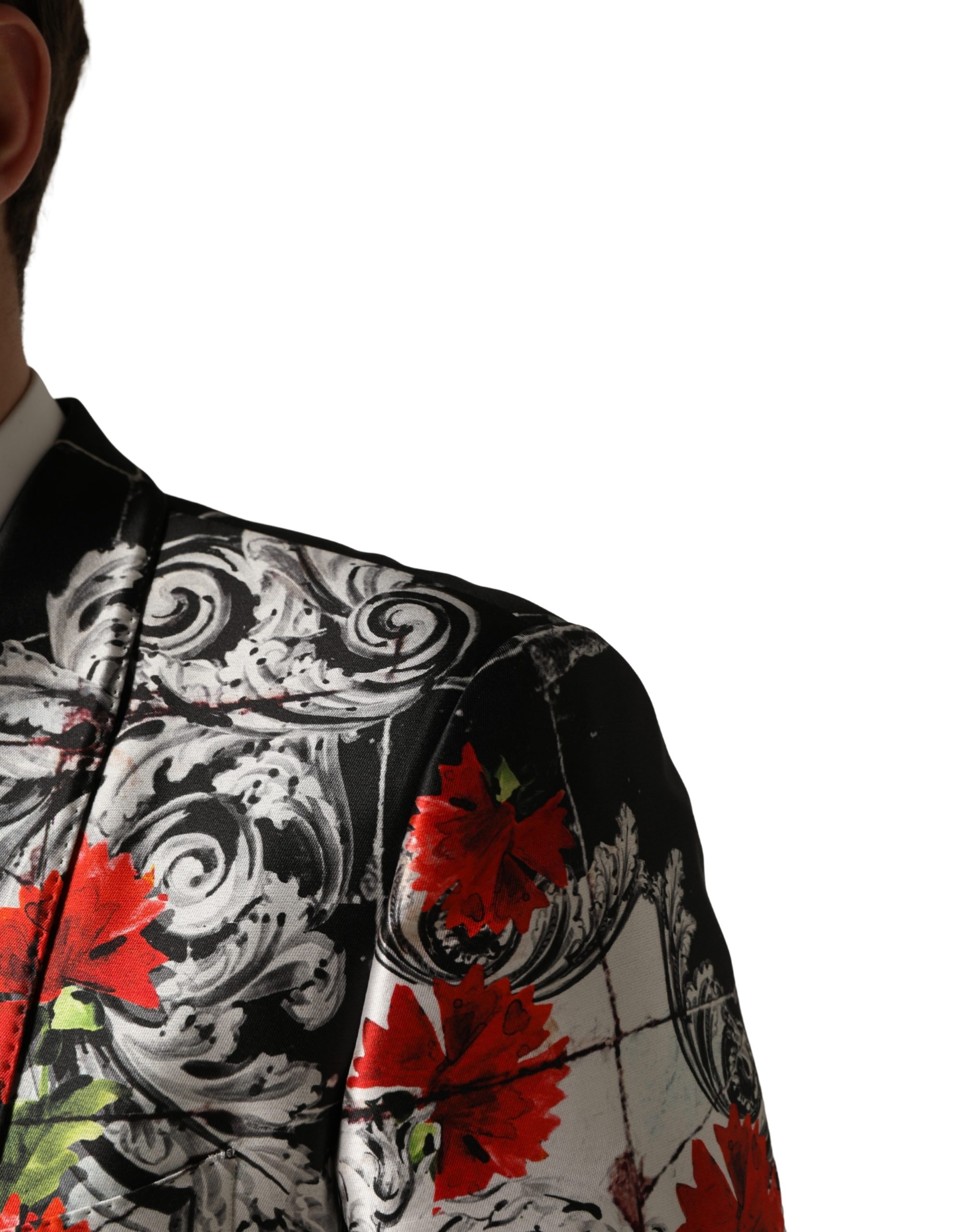 Dolce & Gabbana Black Floral 2 Buttons Formal 3 Piece Suit - Image 6