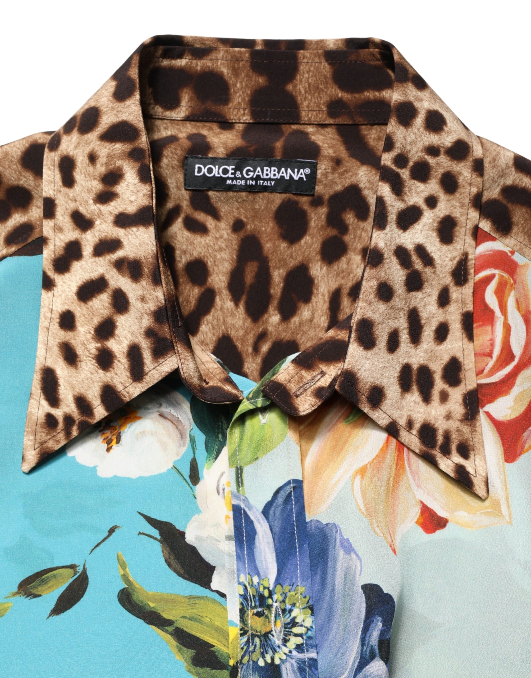 Dolce & Gabbana Multicolor Floral Animal Print Collared Shirt - Image 2