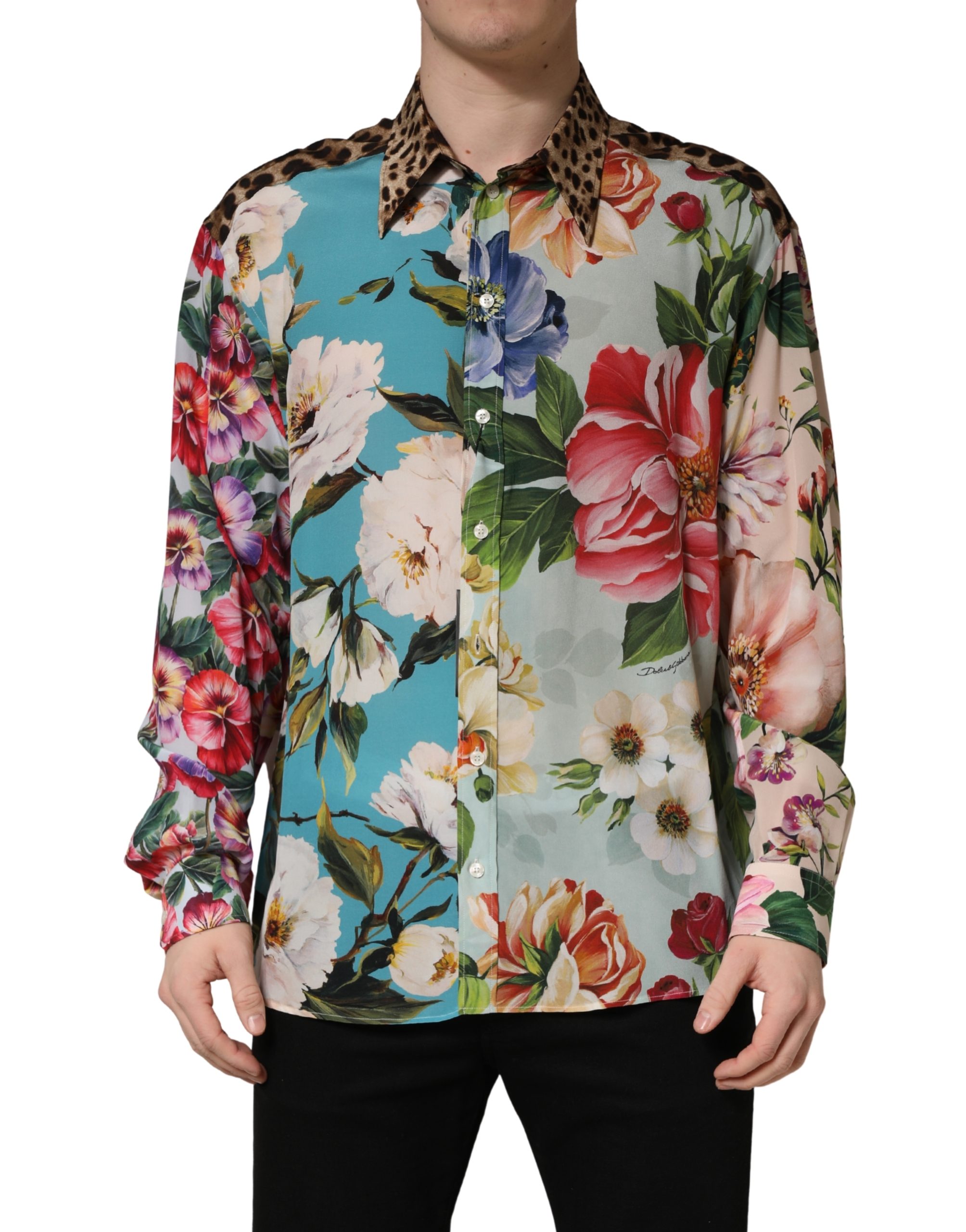 Dolce & Gabbana Multicolor Floral Animal Print Collared Shirt - Image 4