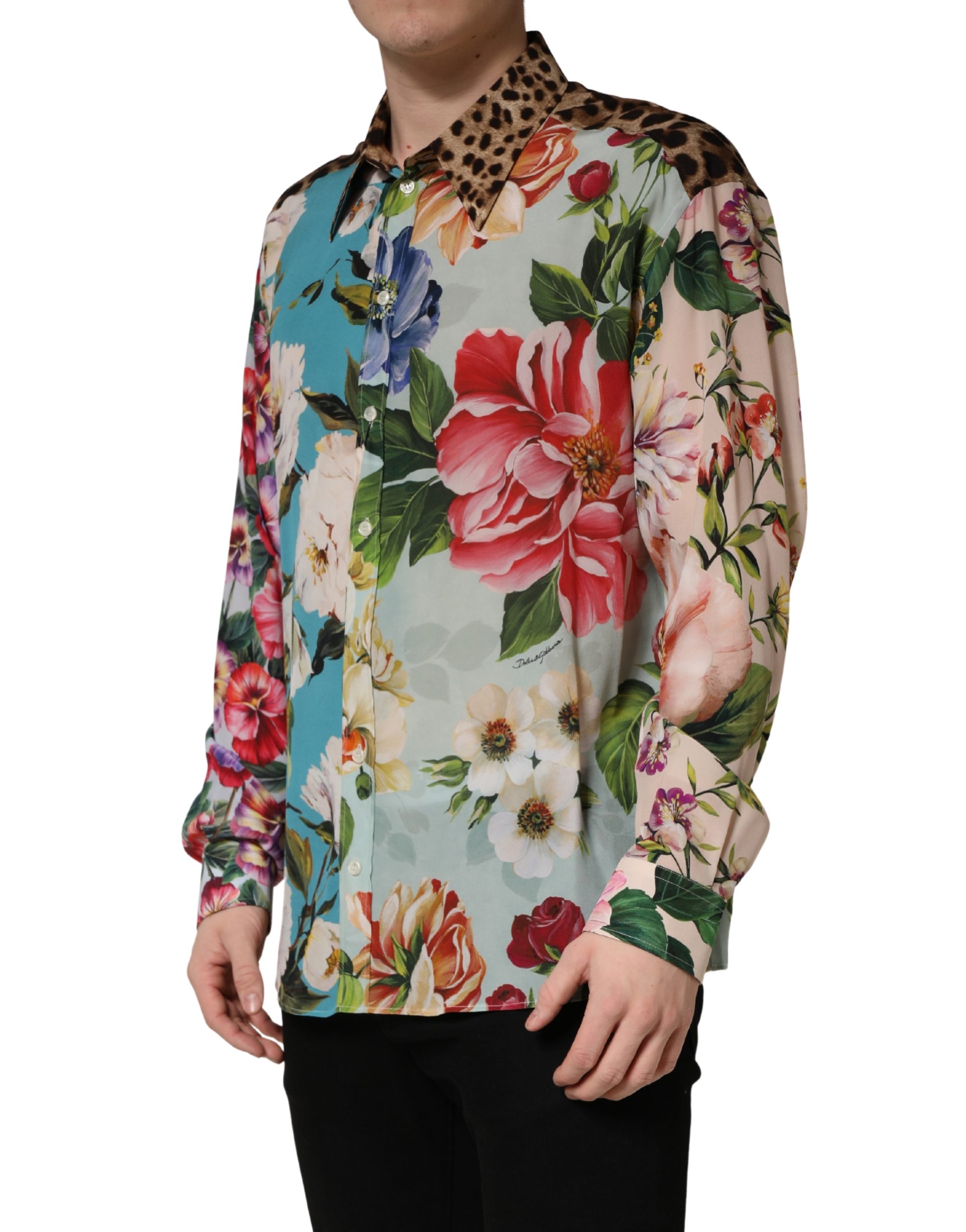 Dolce & Gabbana Multicolor Floral Animal Print Collared Shirt - Image 5
