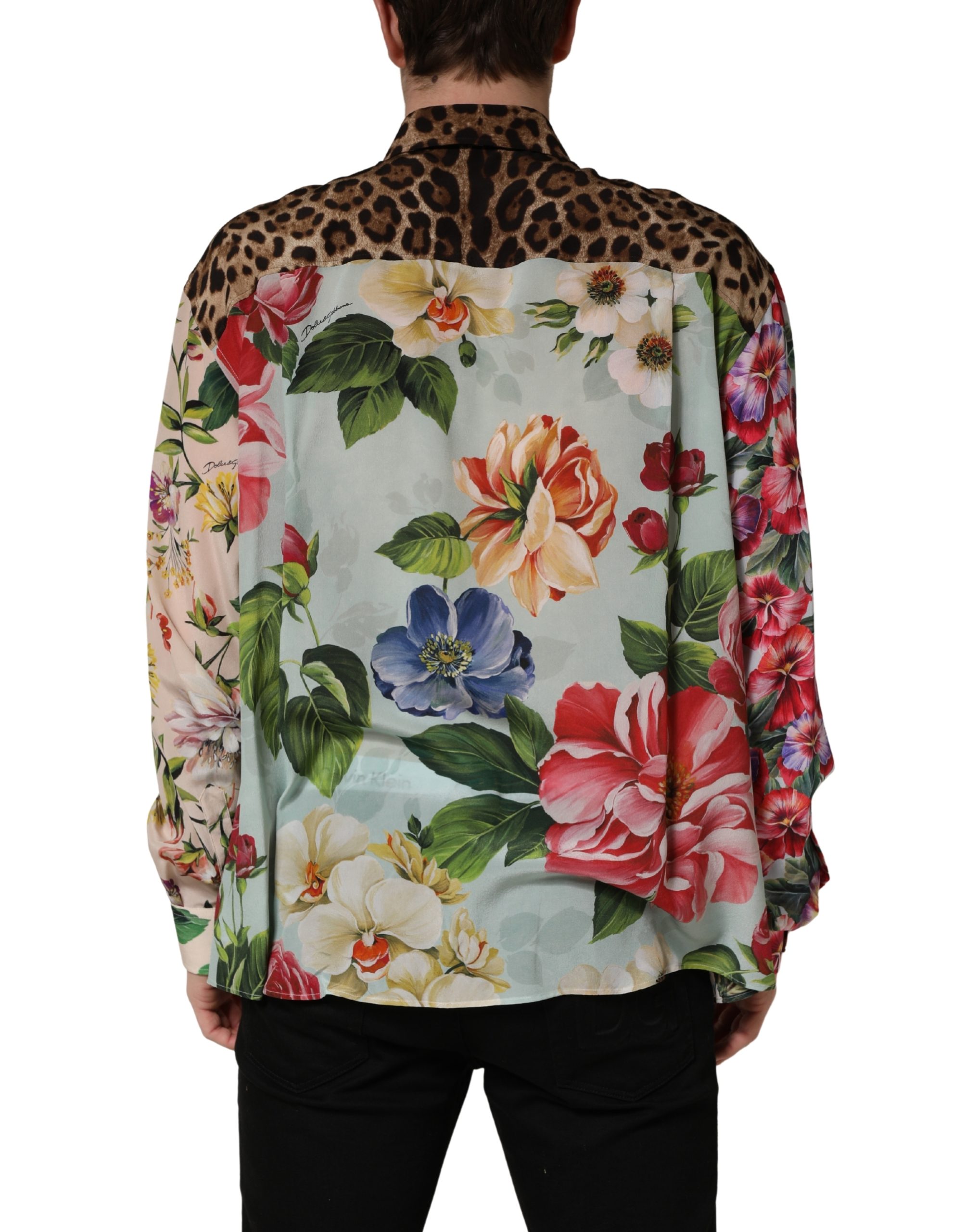 Dolce & Gabbana Multicolor Floral Animal Print Collared Shirt - Image 6