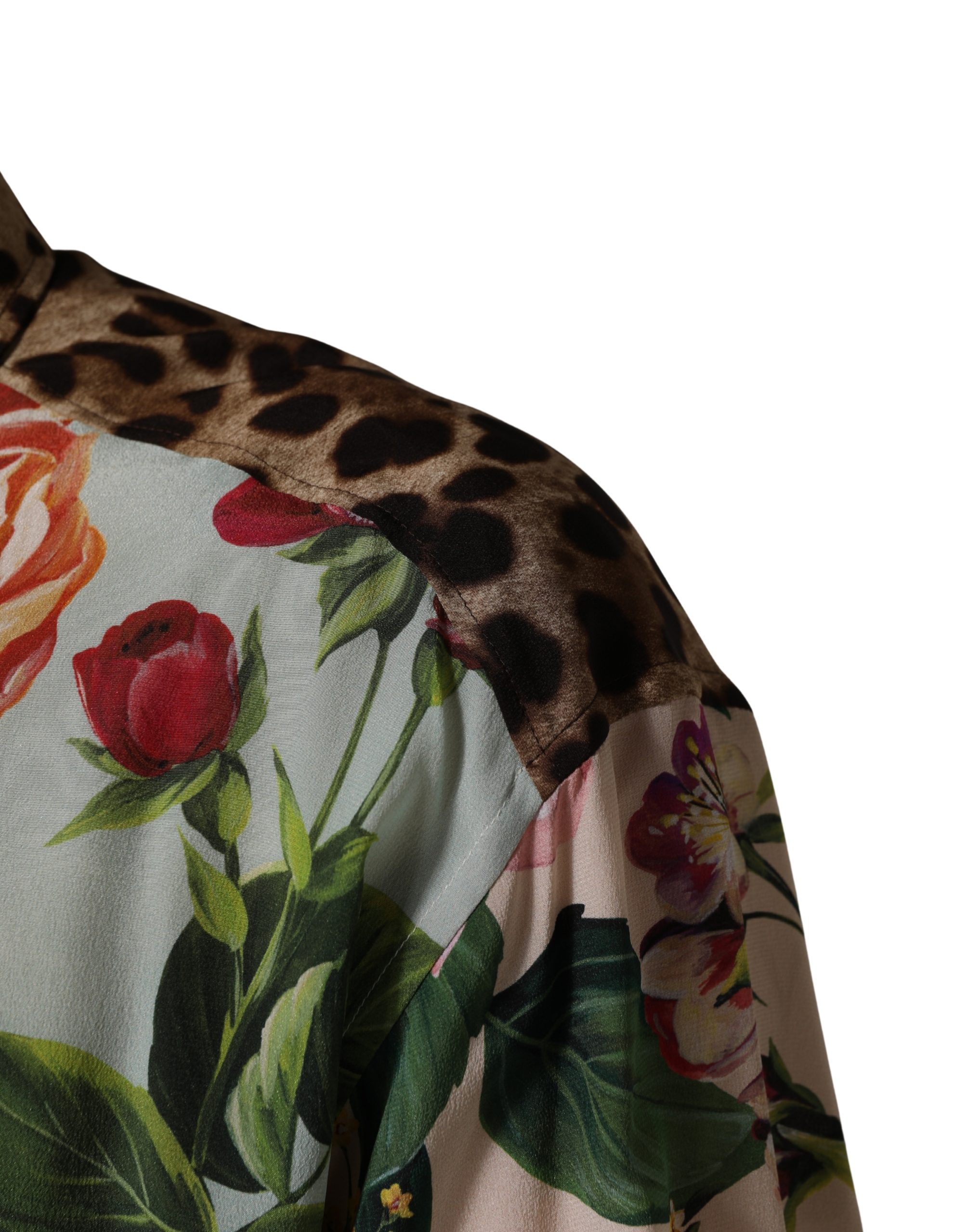 Dolce & Gabbana Multicolor Floral Animal Print Collared Shirt - Image 7
