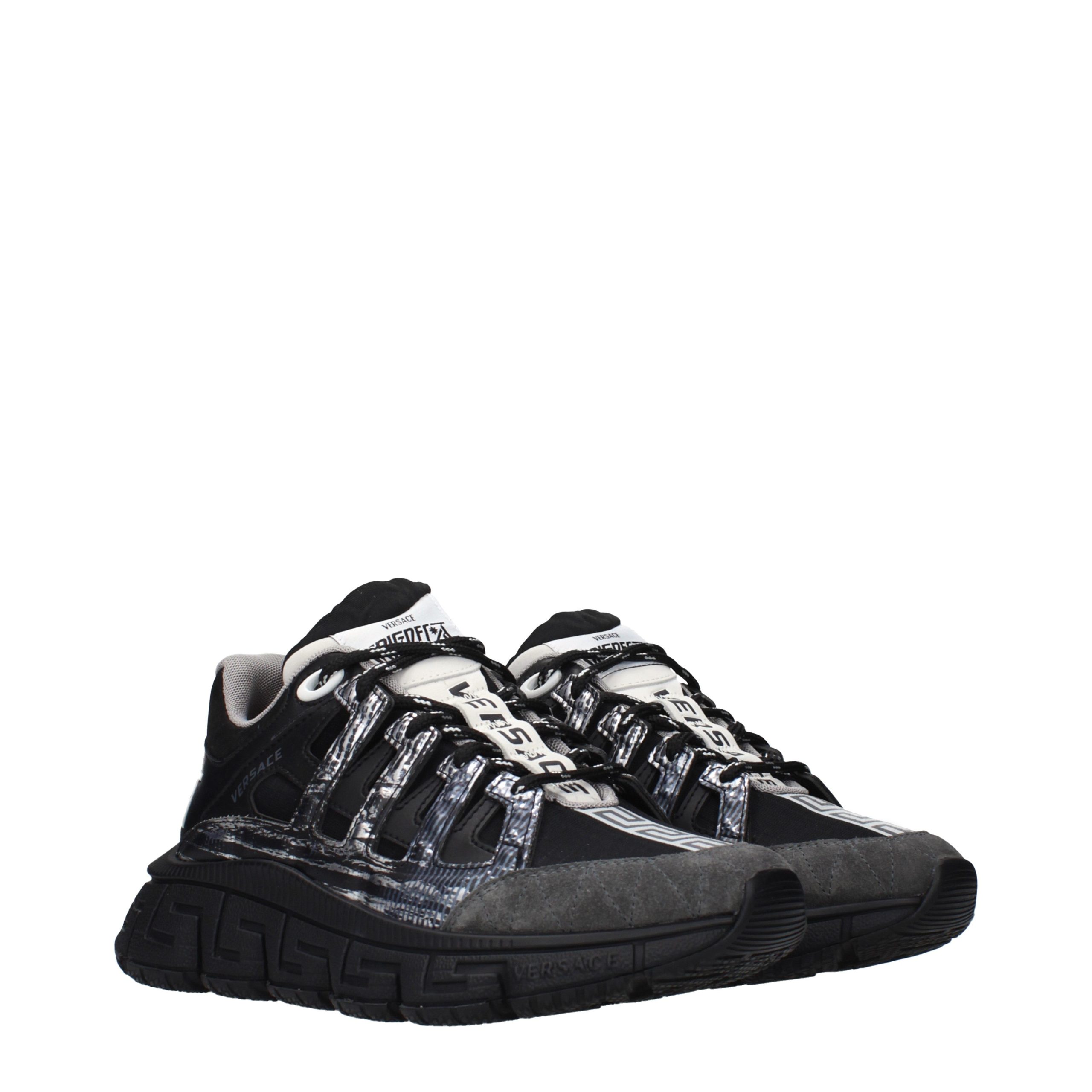 Versace Black Fabric Athletic Sneakers - Image 2