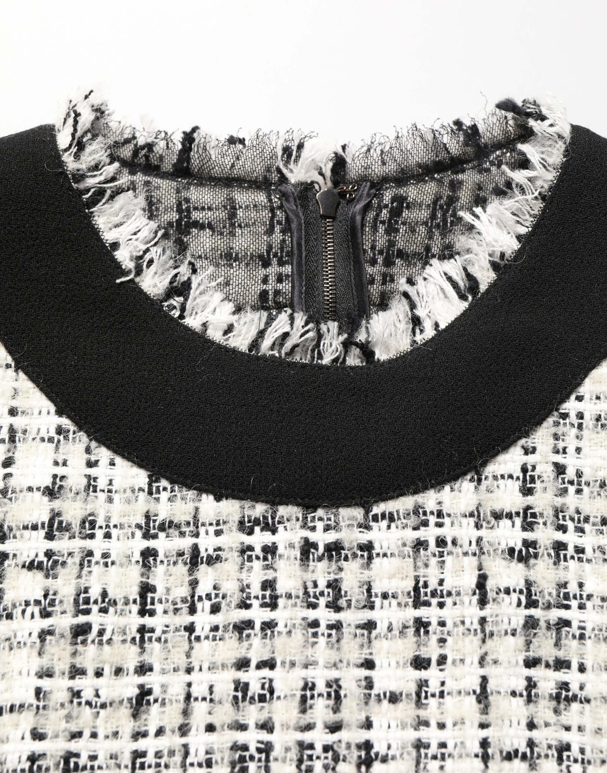 Dolce & Gabbana Black White Tweed Sheath A-line Midi Dress - Image 6