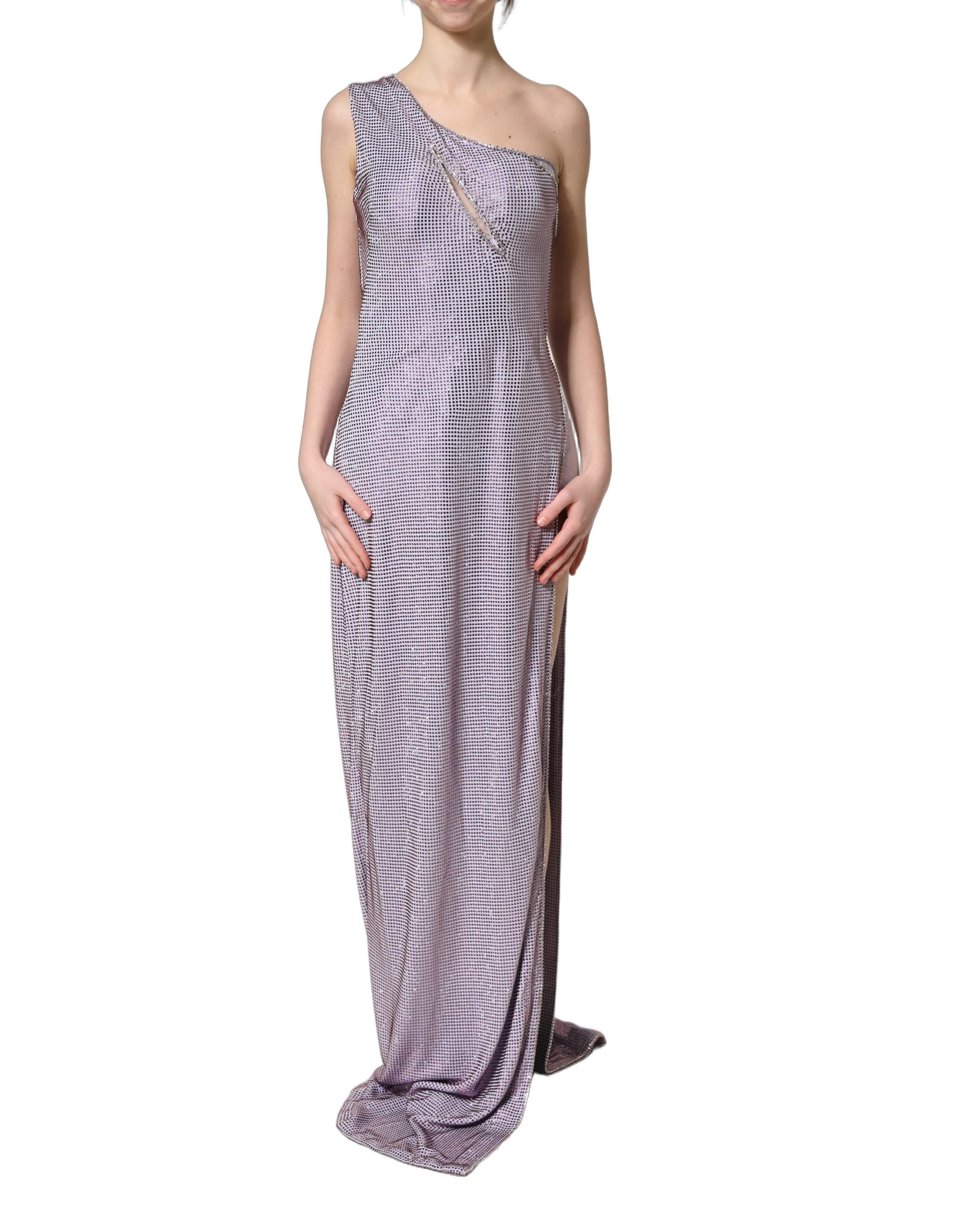 Dolce & Gabbana Purple Crystal OneShoulder EveningGown Dress - Image 2