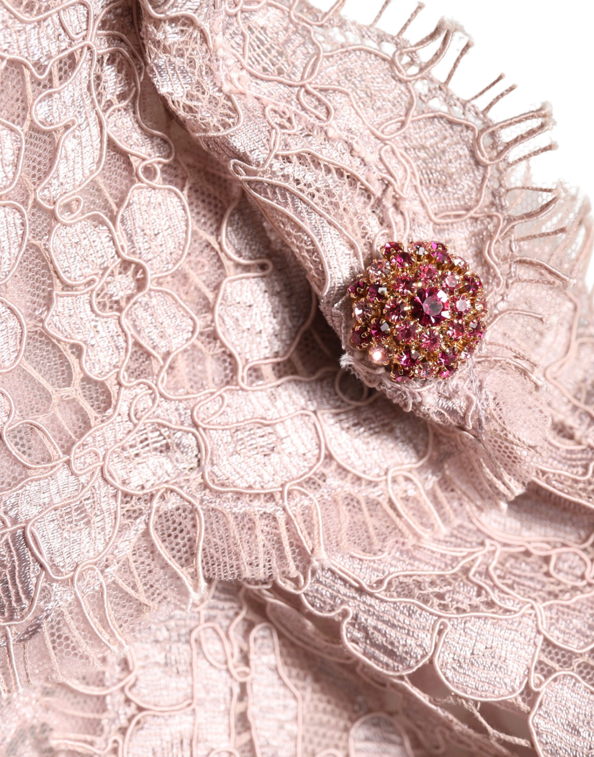 Dolce & Gabbana Pink Lace Long Sleeves Evening Gown Dress - Image 6