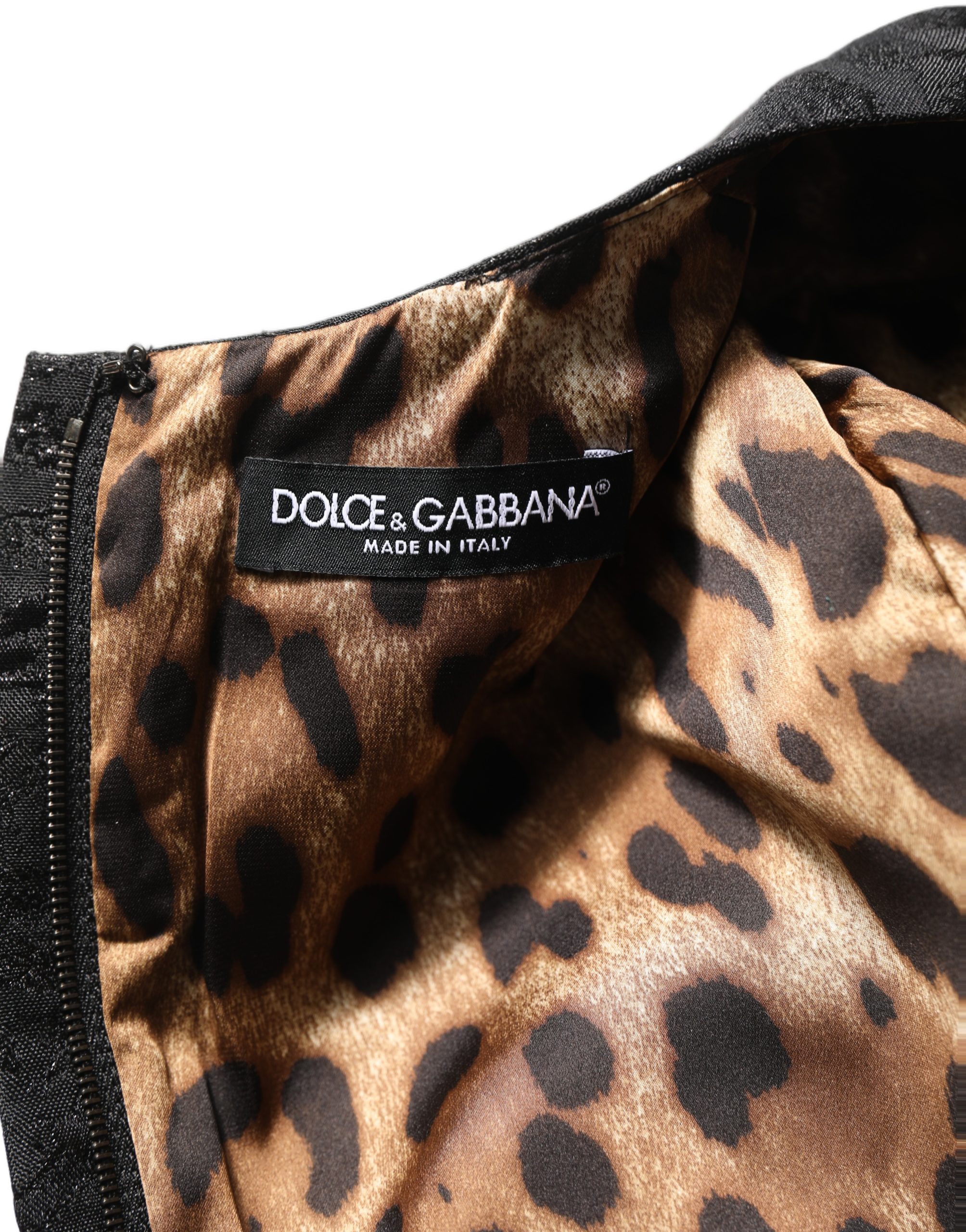 Dolce & Gabbana Black Floral Jacquard Flared A-line Dress - Image 7
