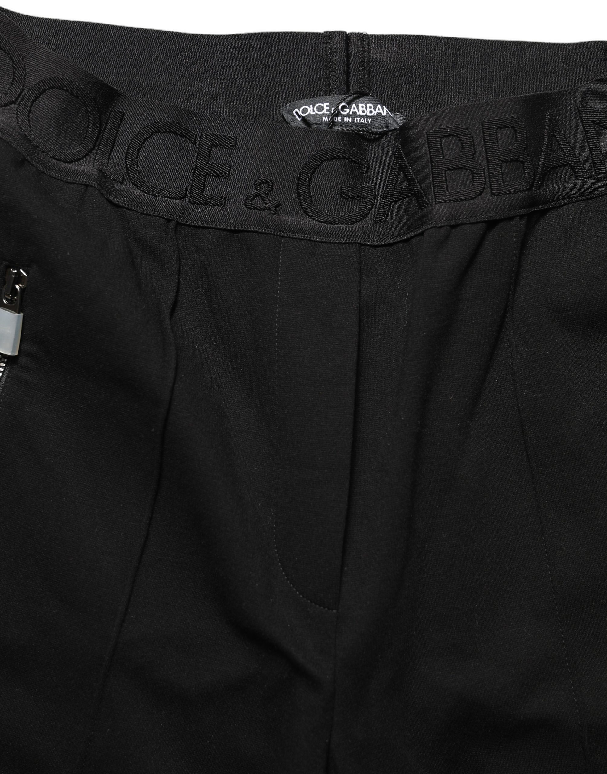 Dolce & Gabbana Black Viscose Mid Waist Skinny Trouser Pants - Image 5