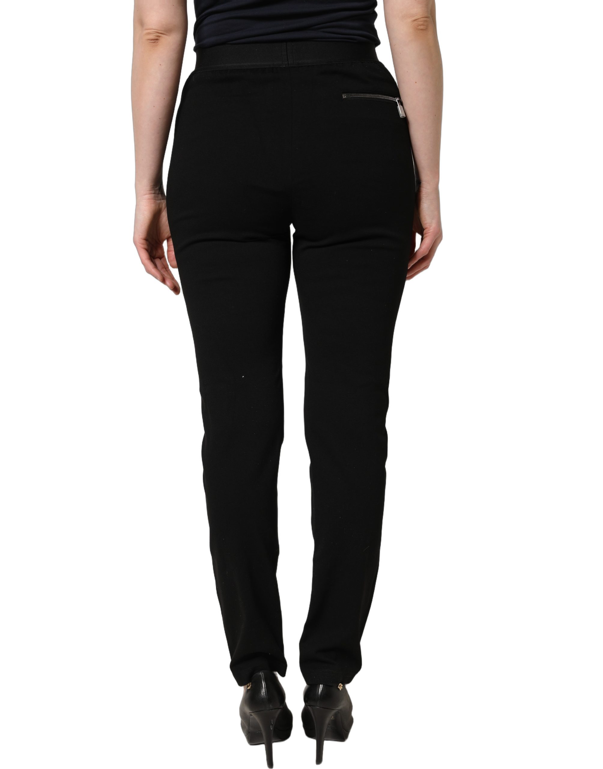 Dolce & Gabbana Black Viscose Mid Waist Skinny Trouser Pants - Image 4