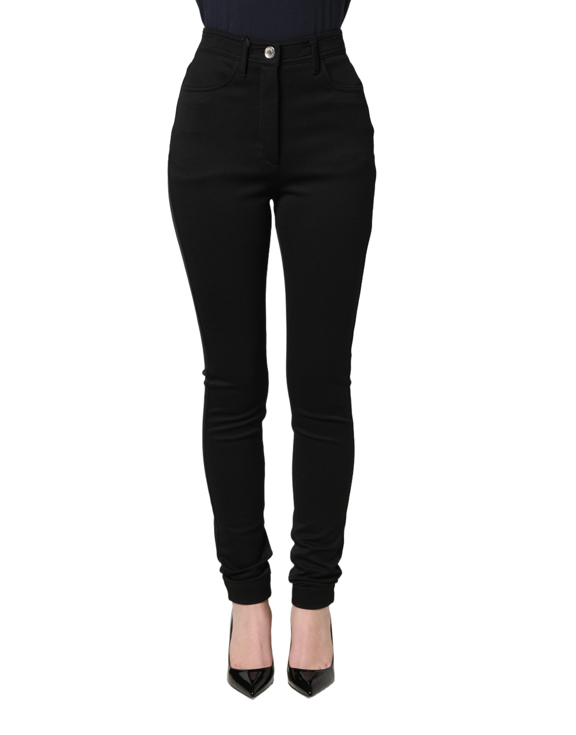 Dolce & Gabbana Black Nylon Stretch Skinny High Waist Pants - Image 2