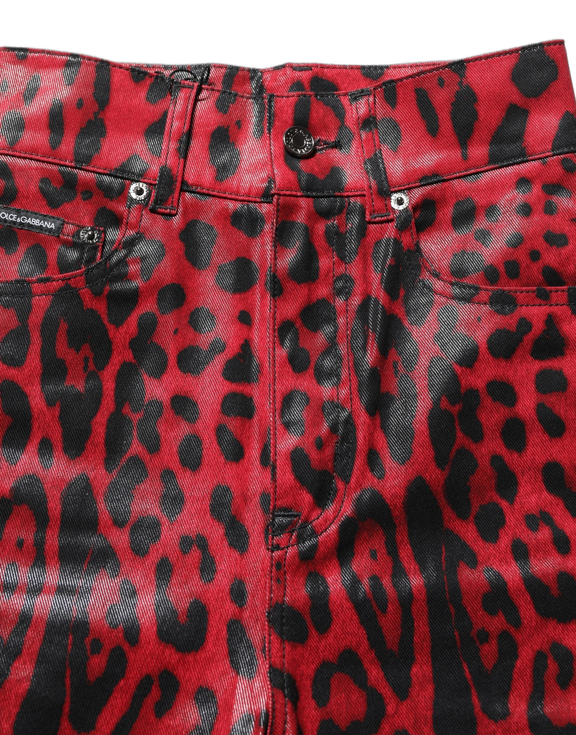 Dolce & Gabbana Red Leopard Skinny High Waist Denim Jeans - Image 5