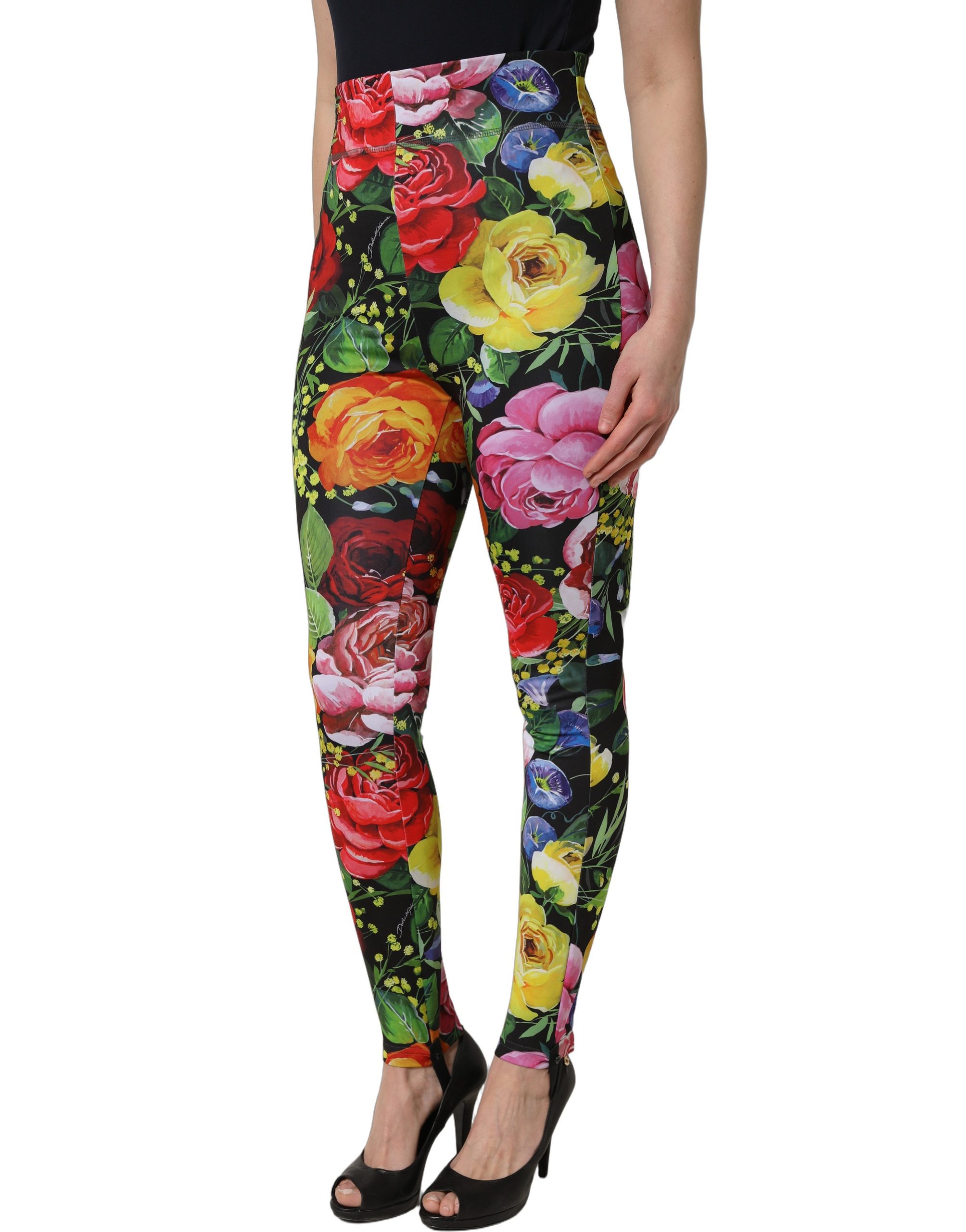Dolce & Gabbana Multicolor Floral Stretch Jersey Leggings Pants - Image 3