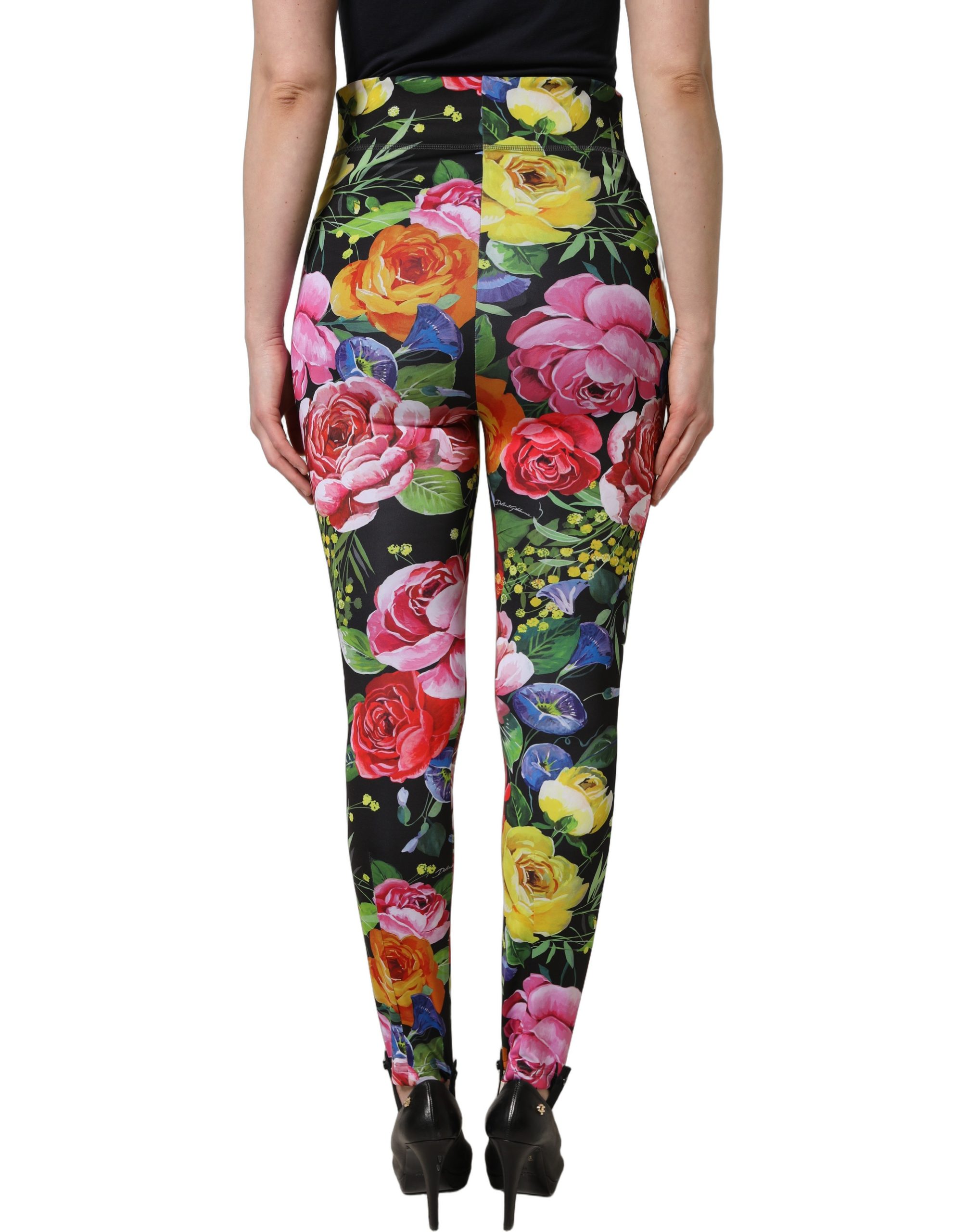 Dolce & Gabbana Multicolor Floral Stretch Jersey Leggings Pants - Image 4