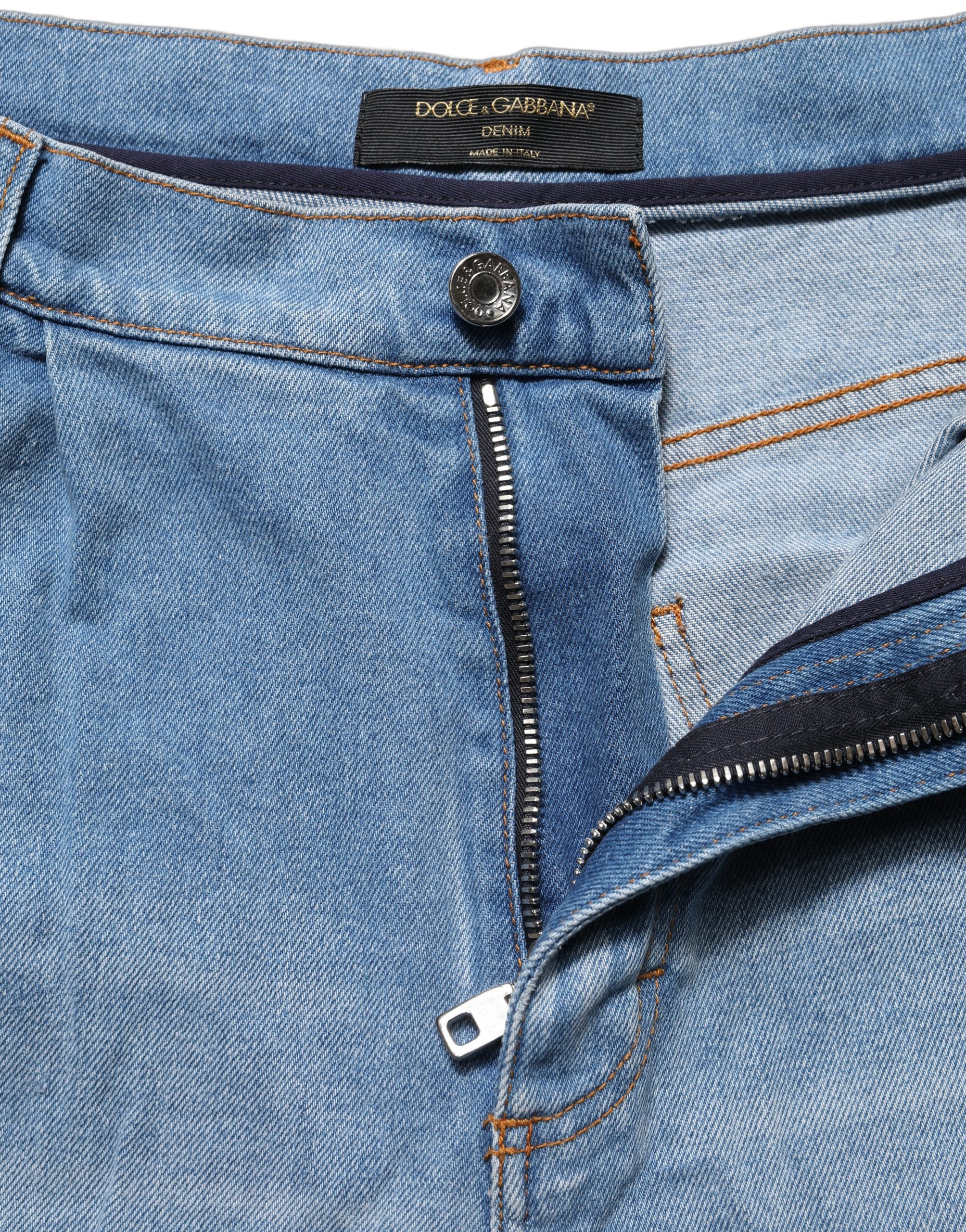 Dolce & Gabbana Blue Distressed Pleated Cotton Denim Jeans - Image 5