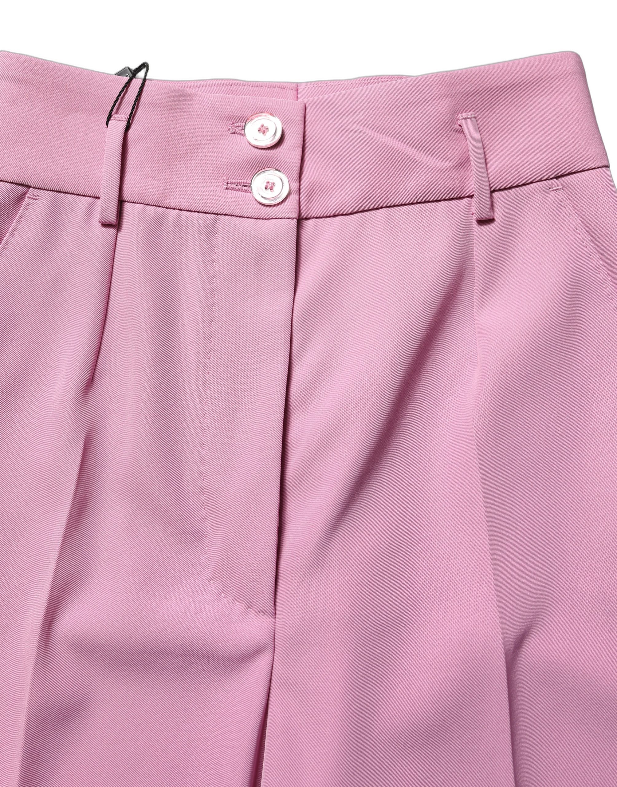 Dolce & Gabbana Pink High Waisted Polyester Trouser Pants - Image 5