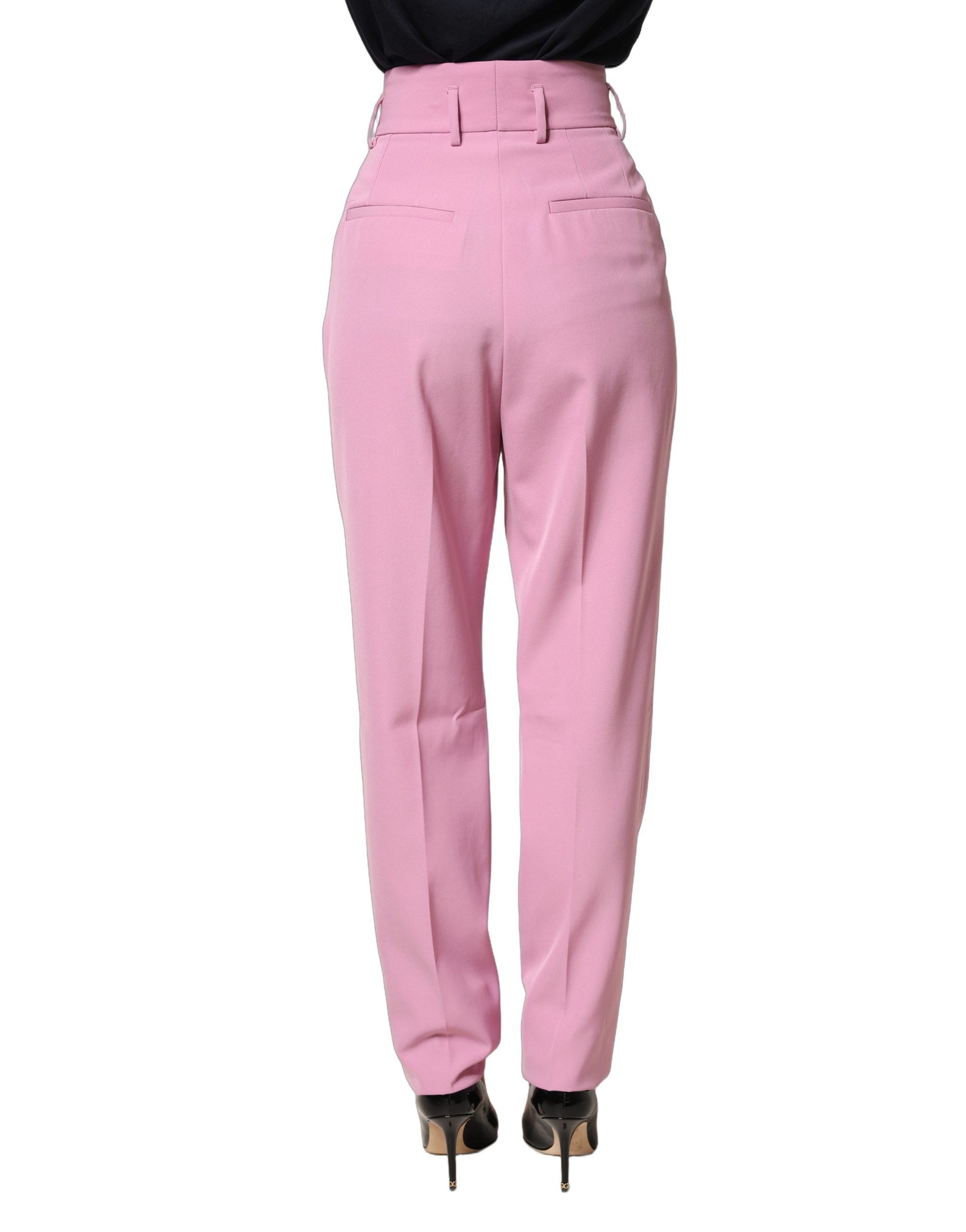 Dolce & Gabbana Pink High Waisted Polyester Trouser Pants - Image 4