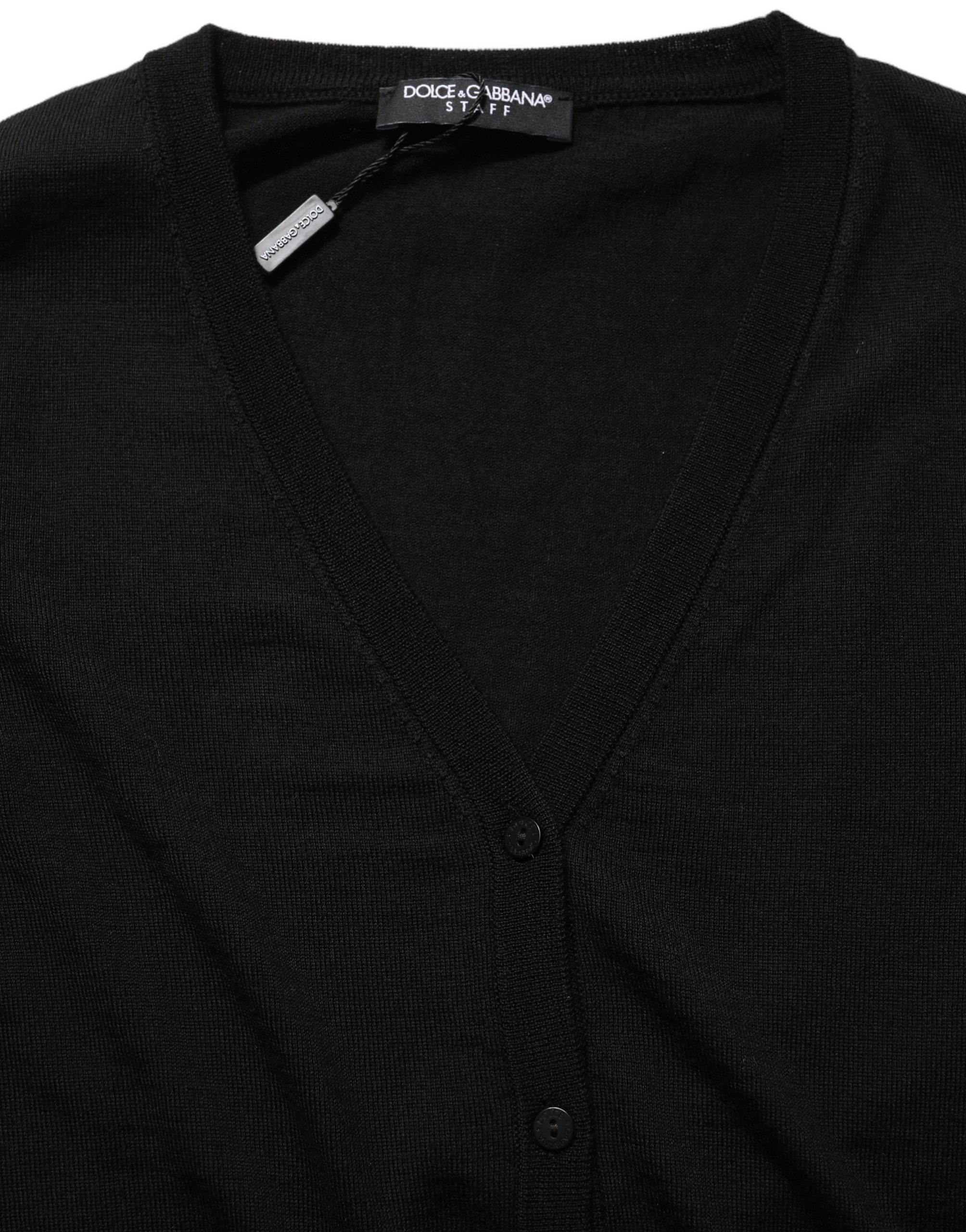 Dolce & Gabbana Black Wool Knit Button Cardigan Sweater - Image 6