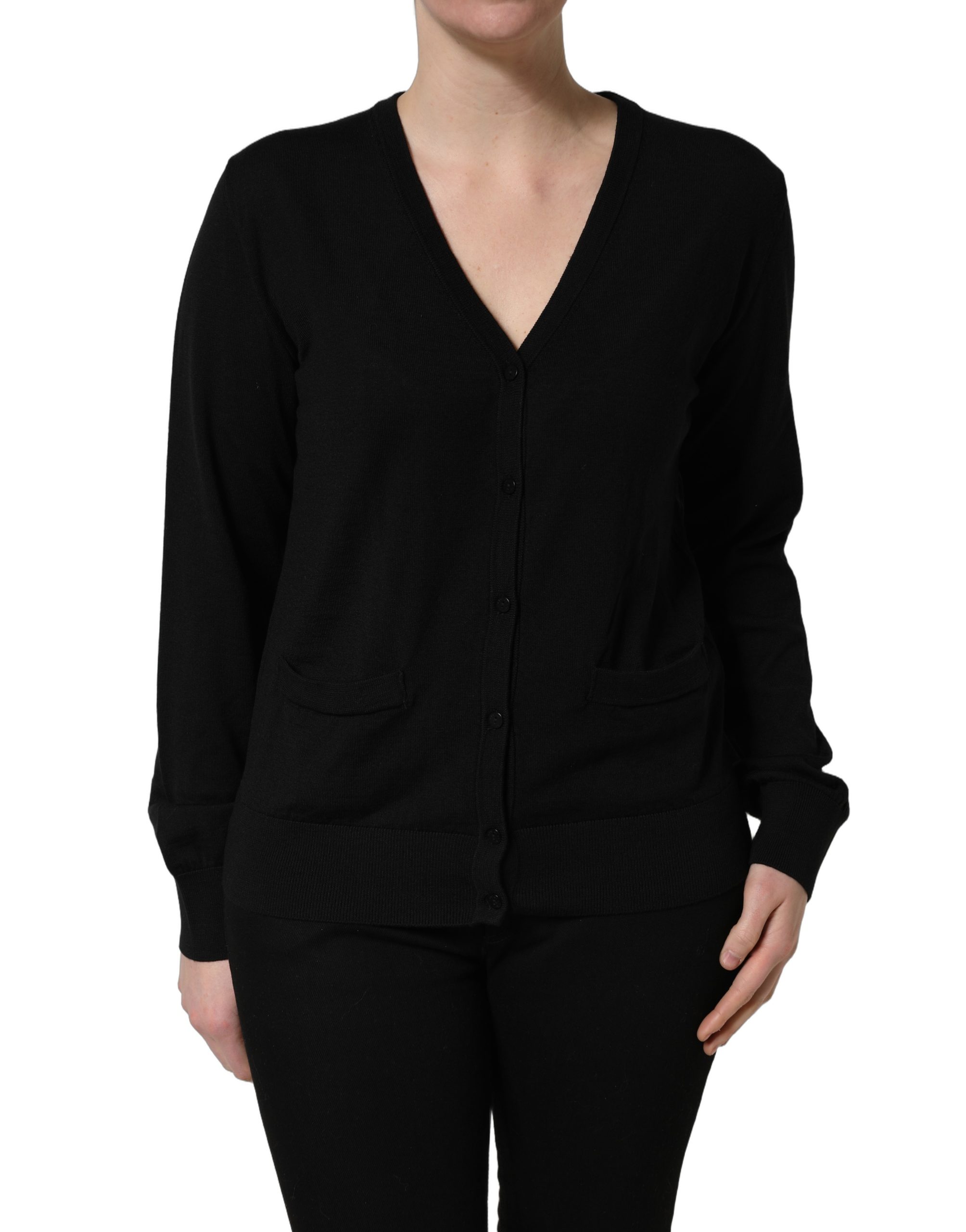 Dolce & Gabbana Black Wool Knit Button Cardigan Sweater - Image 2