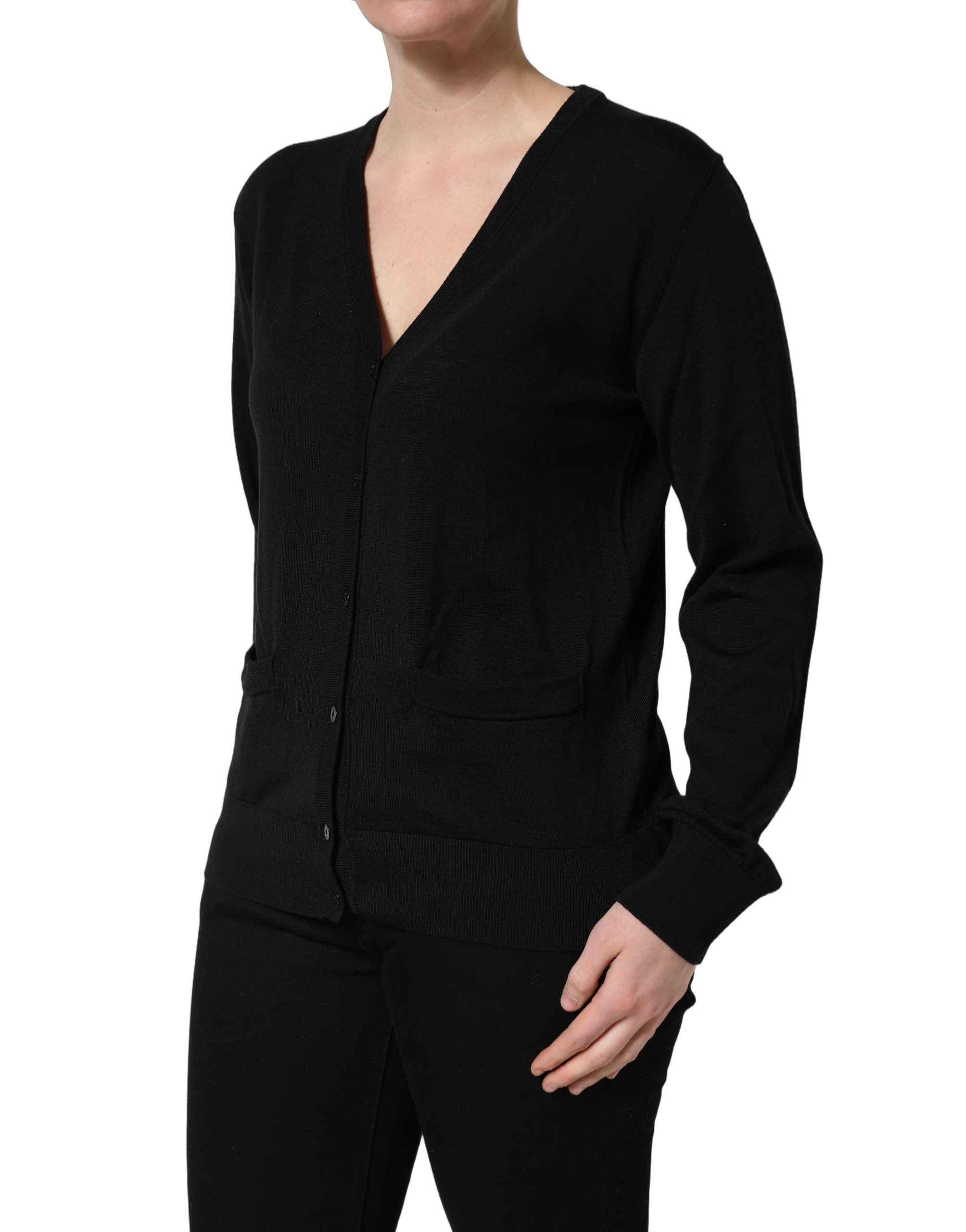 Dolce & Gabbana Black Wool Knit Button Cardigan Sweater - Image 3