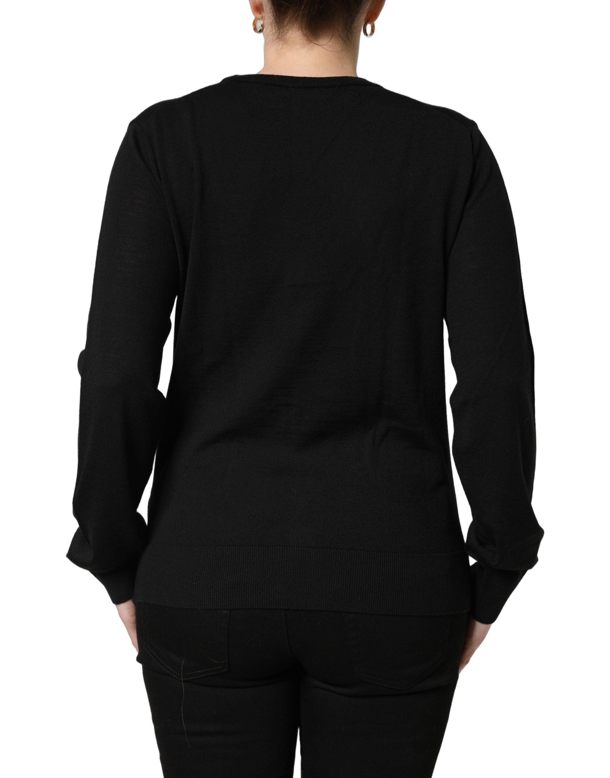 Dolce & Gabbana Black Wool Knit Button Cardigan Sweater - Image 4
