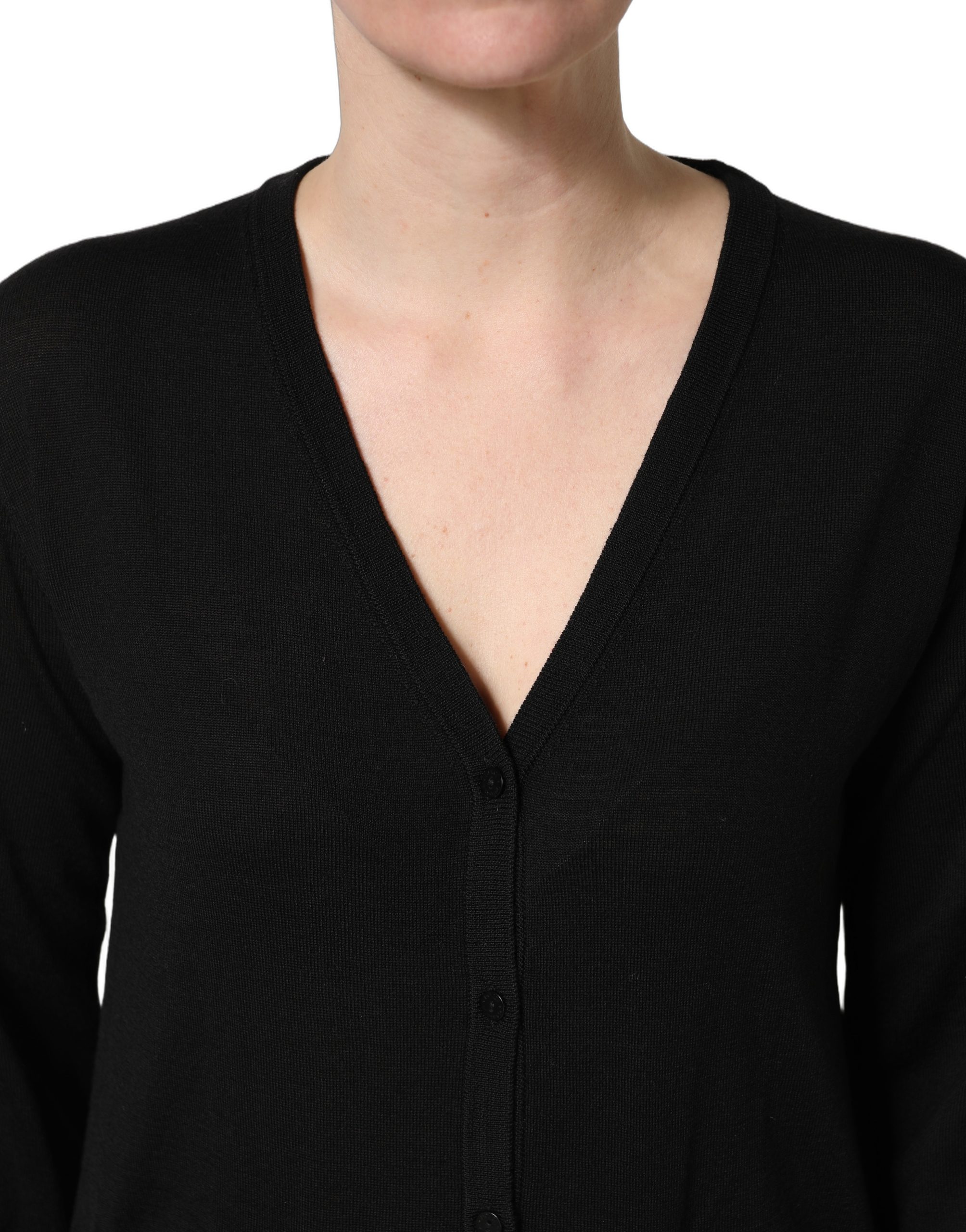 Dolce & Gabbana Black Wool Knit Button Cardigan Sweater - Image 5