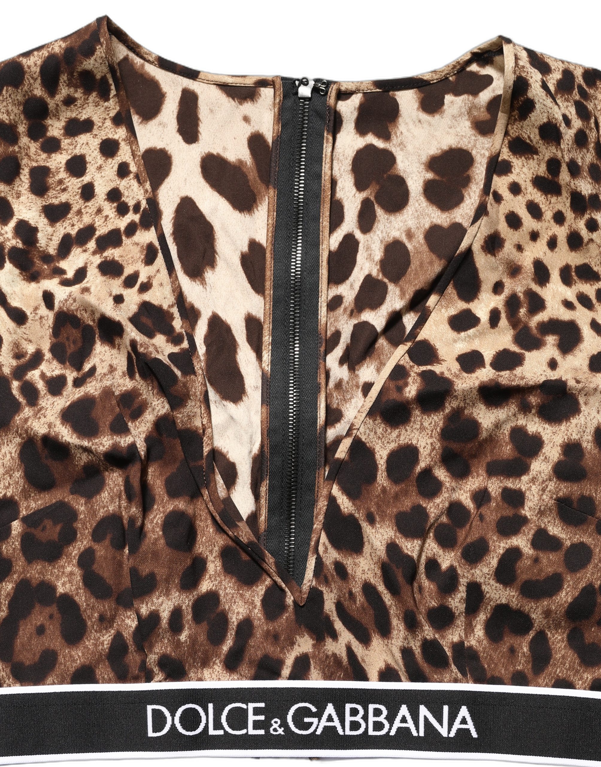 Dolce & Gabbana Brown Leopard Print Cropped Silk Tank Top - Image 6