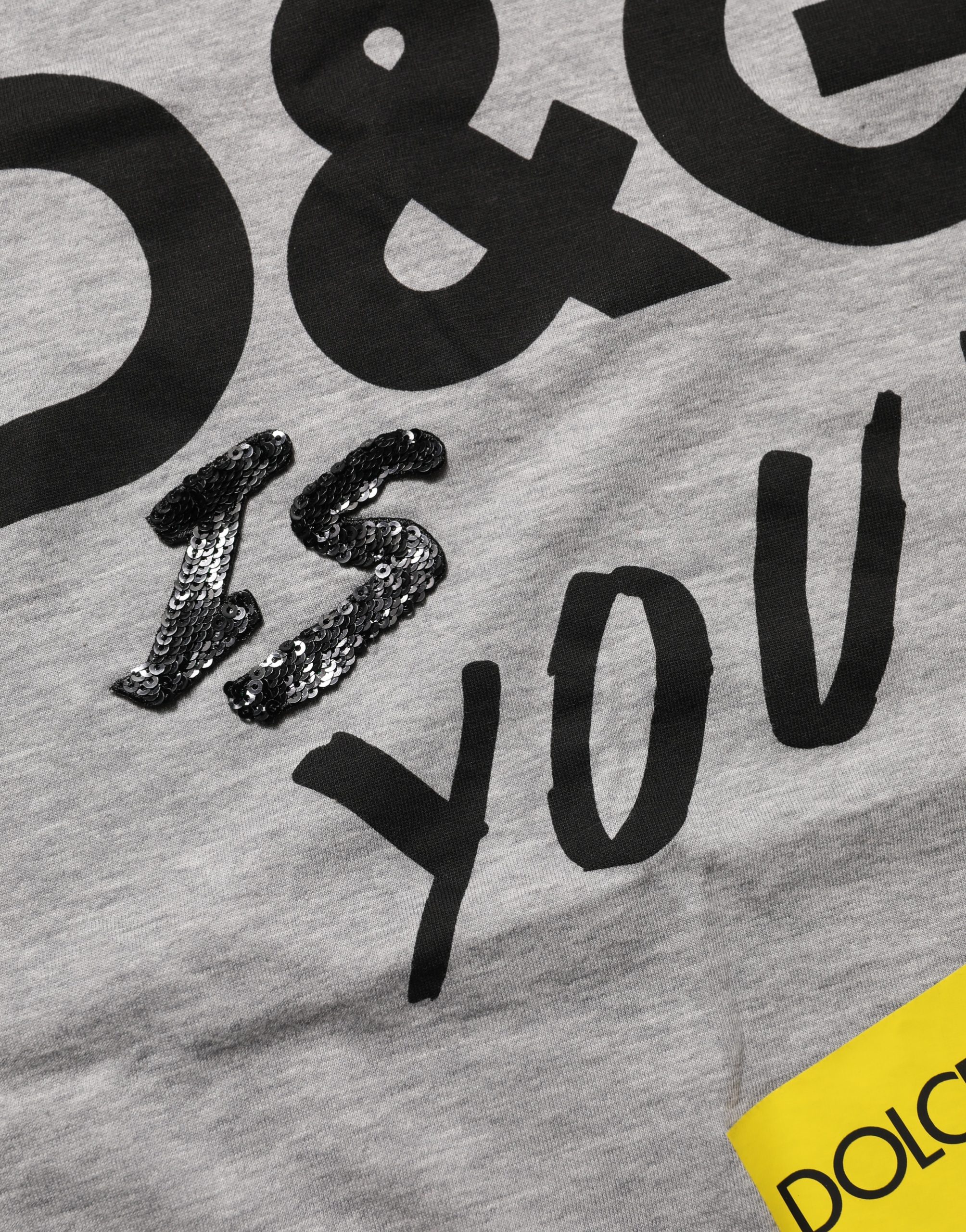 Dolce & Gabbana Gray Cotton Logo Printed Crew Neck T-shirt - Image 7