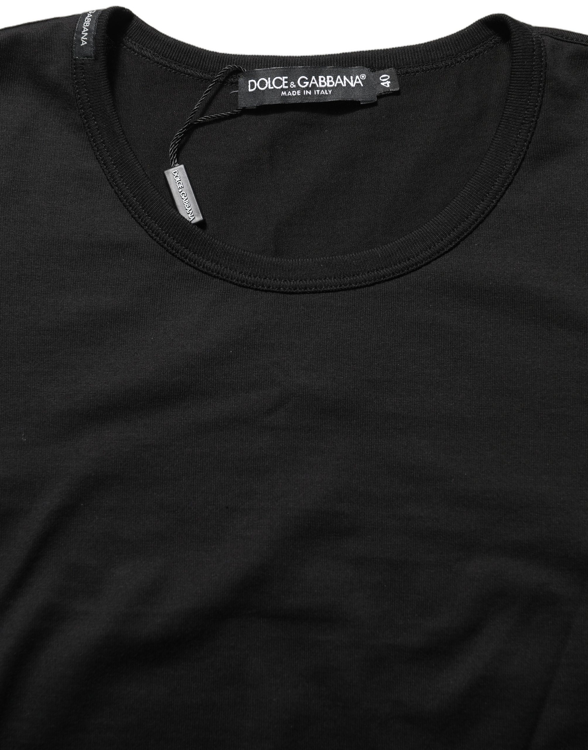 Dolce & Gabbana Black Cotton Round Neck Short Sleeves T-Shirt - Image 6