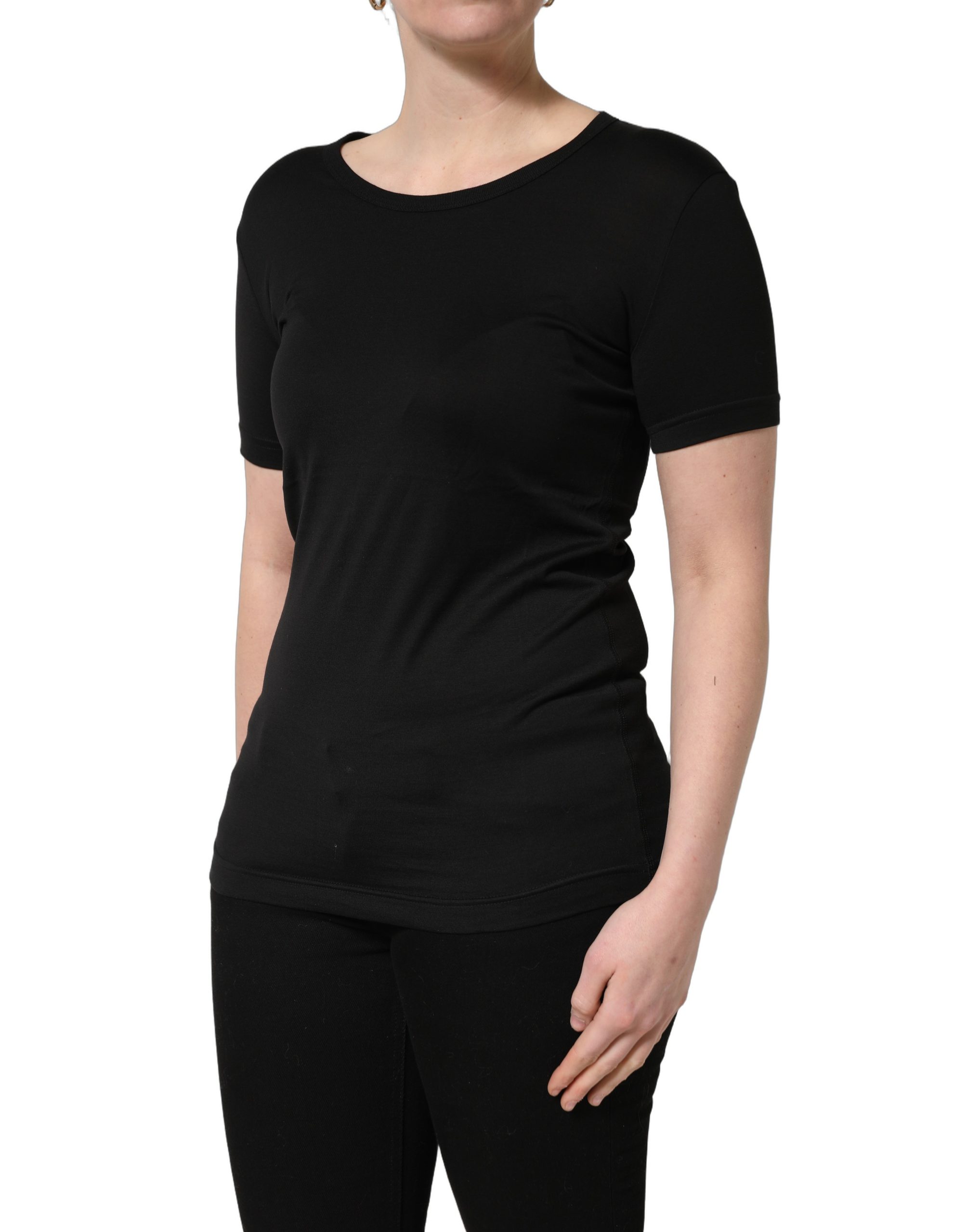 Dolce & Gabbana Black Cotton Round Neck Short Sleeves T-Shirt - Image 3