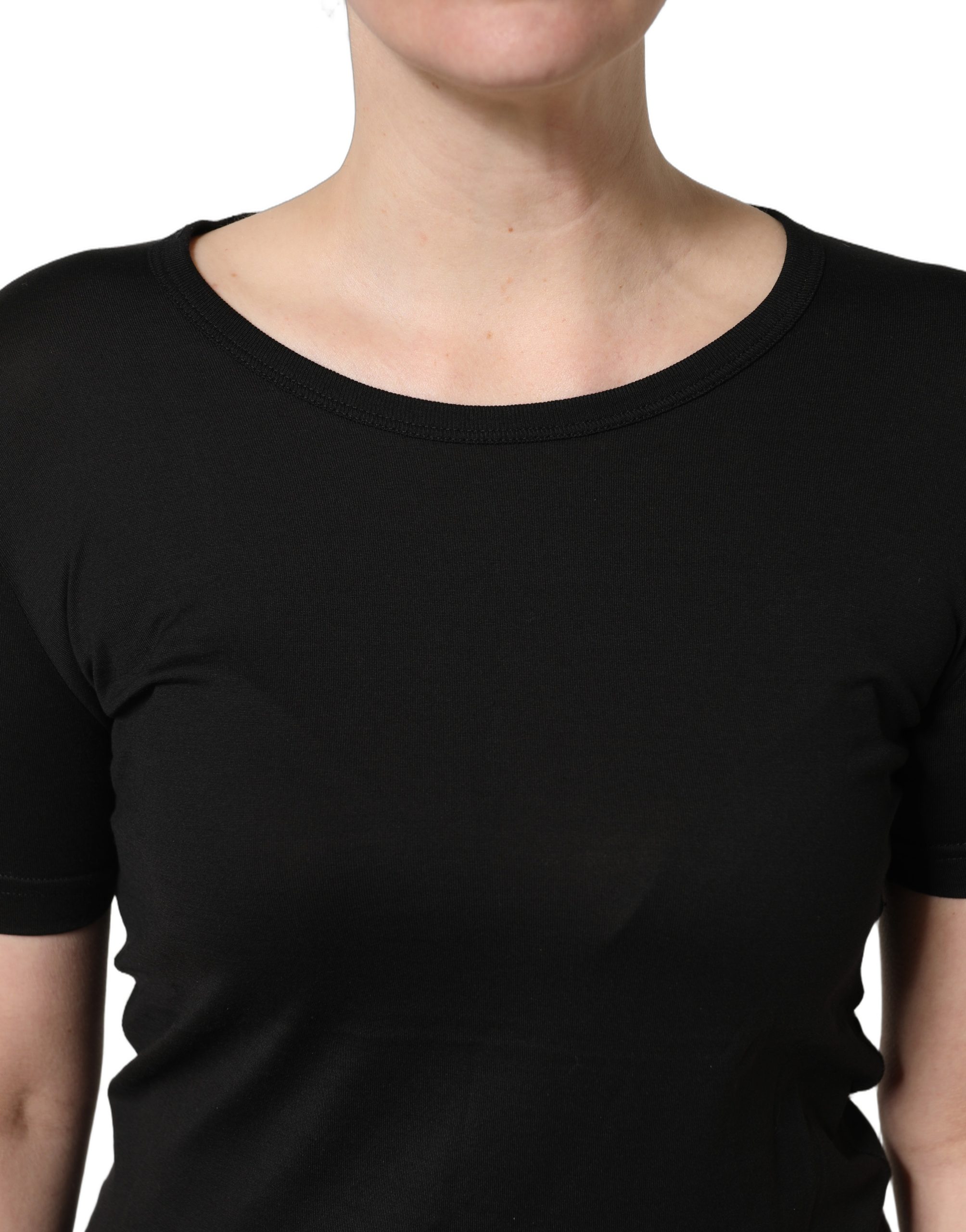 Dolce & Gabbana Black Cotton Round Neck Short Sleeves T-Shirt - Image 5