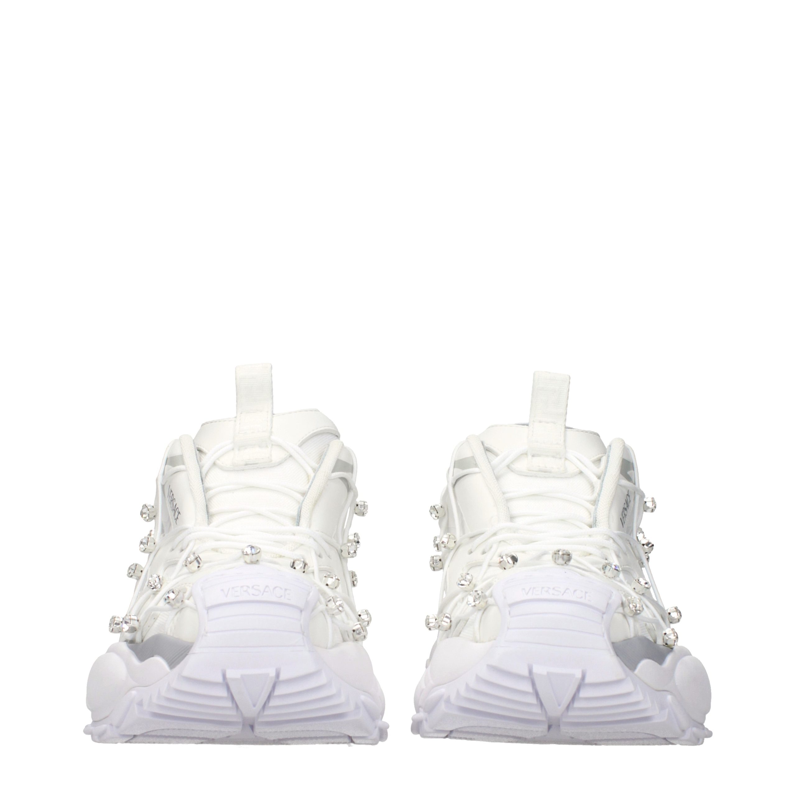 Versace White Fabric Sneakers - Image 3