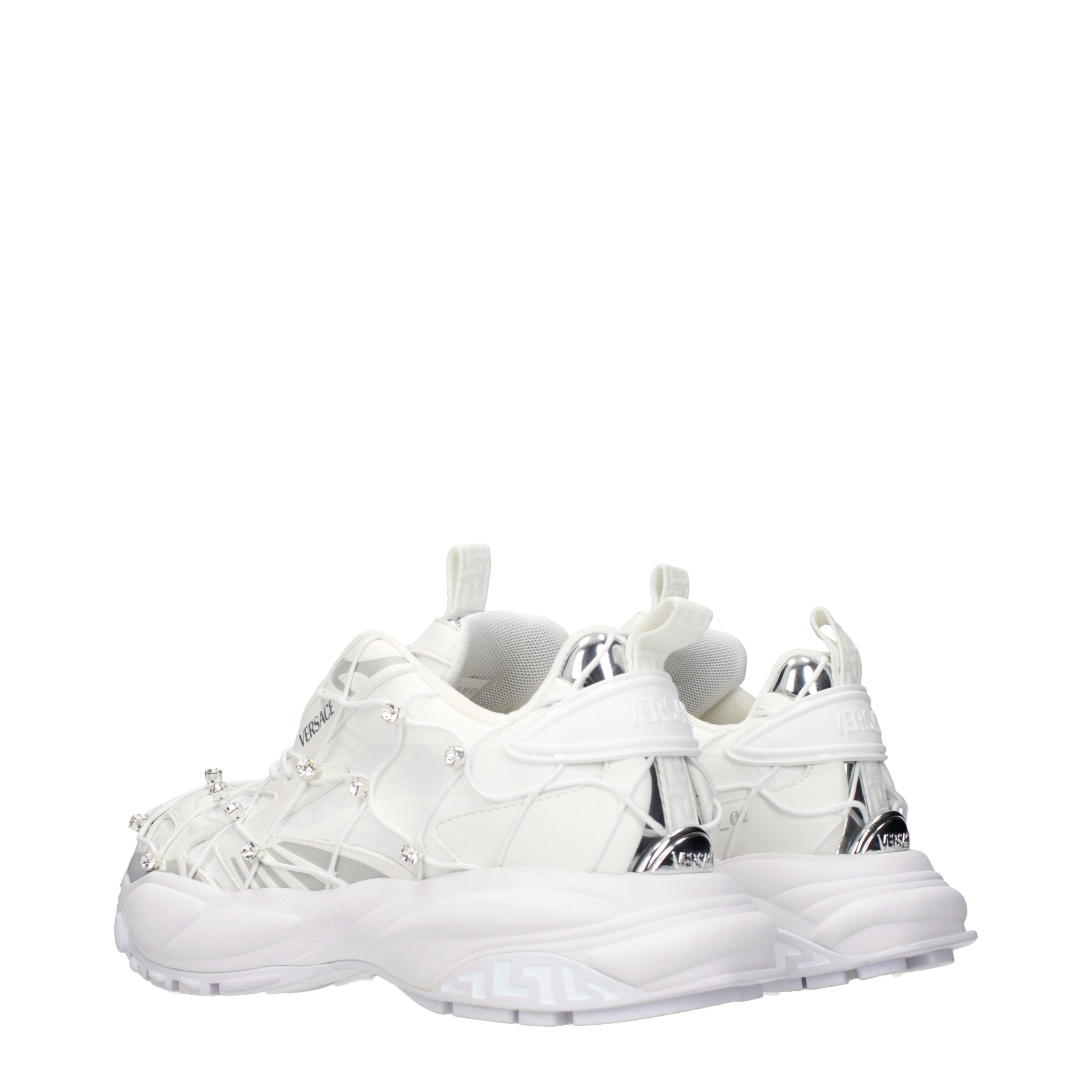 Versace White Fabric Sneakers - Image 4
