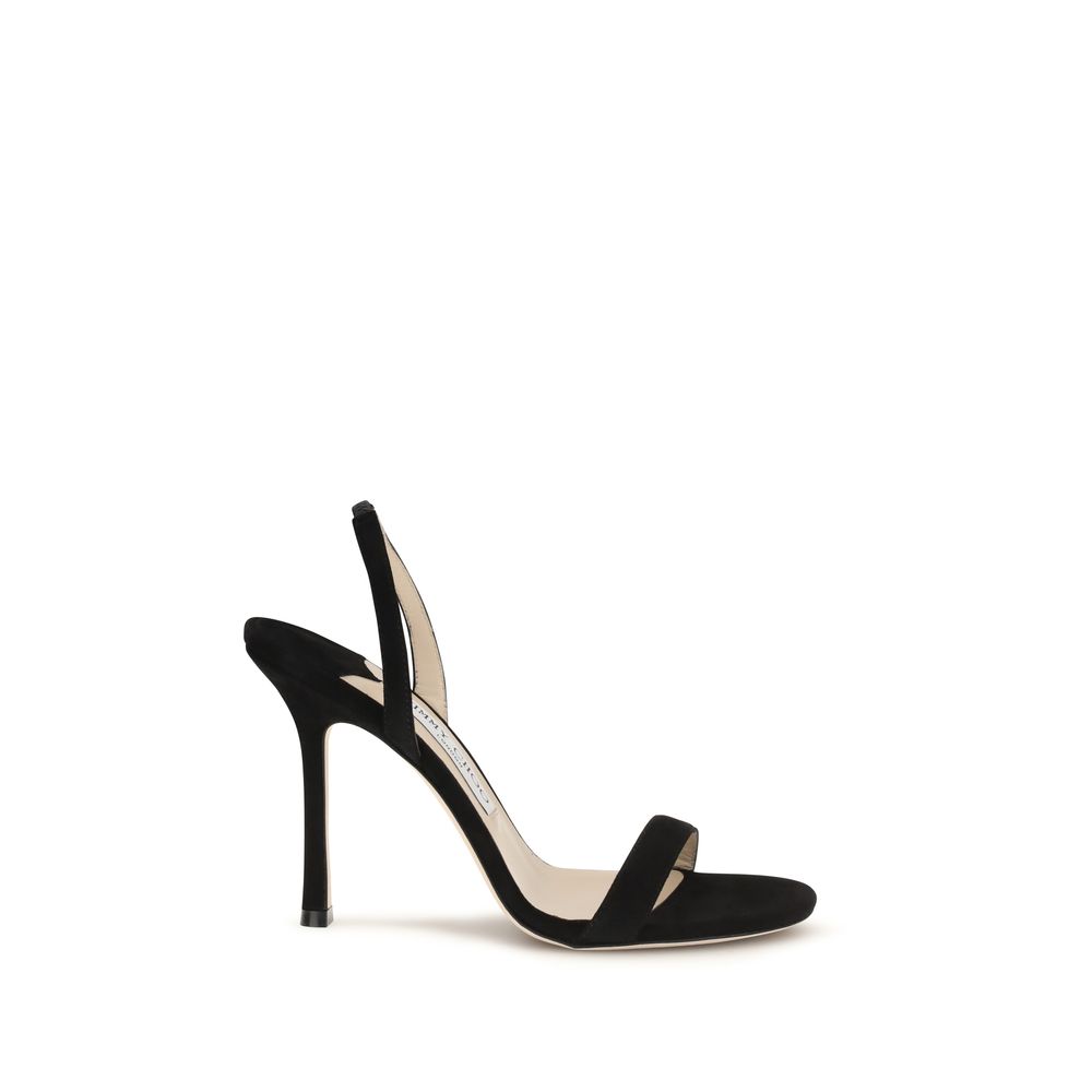 Jimmy Choo Black Calf Leather Bos Taurus Stiletto Heel Sandals