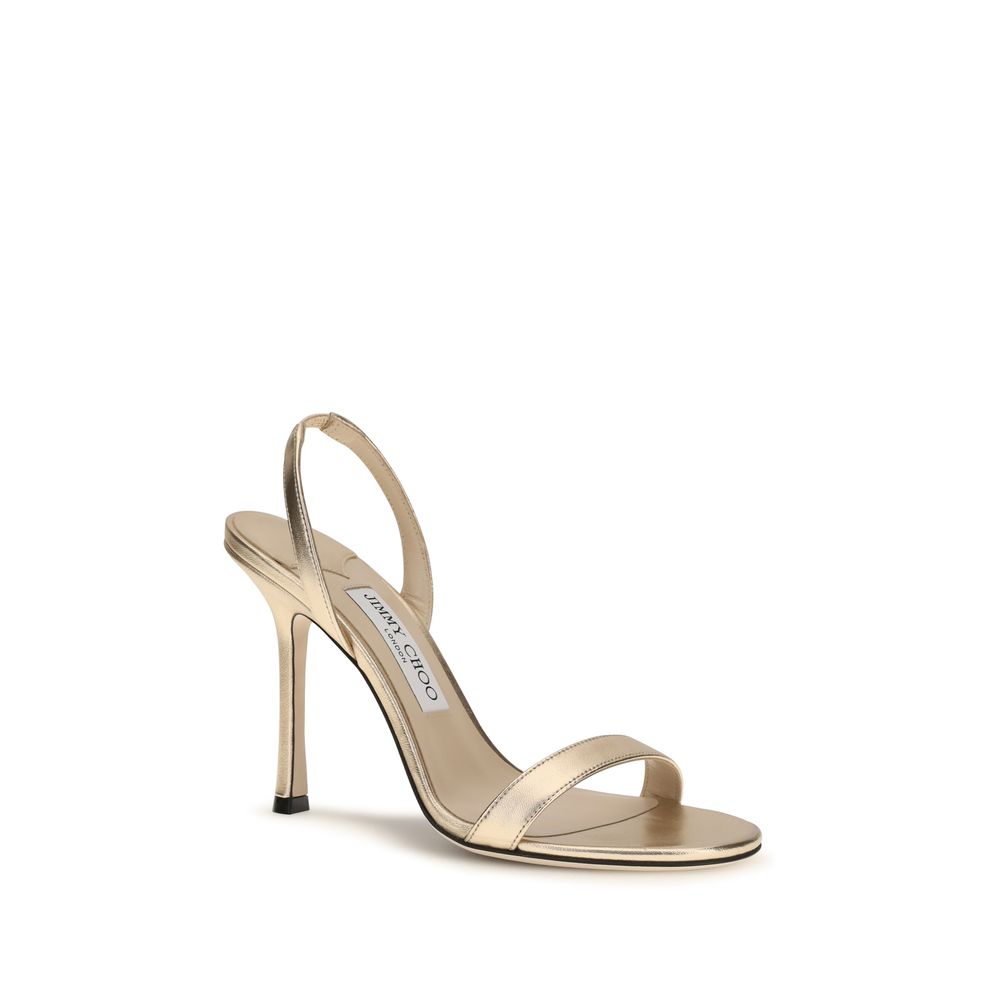 Jimmy Choo Gold Calf Leather Bos Taurus Stiletto Heel Sandals - Image 2
