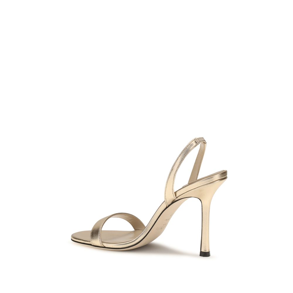 Jimmy Choo Gold Calf Leather Bos Taurus Stiletto Heel Sandals - Image 3