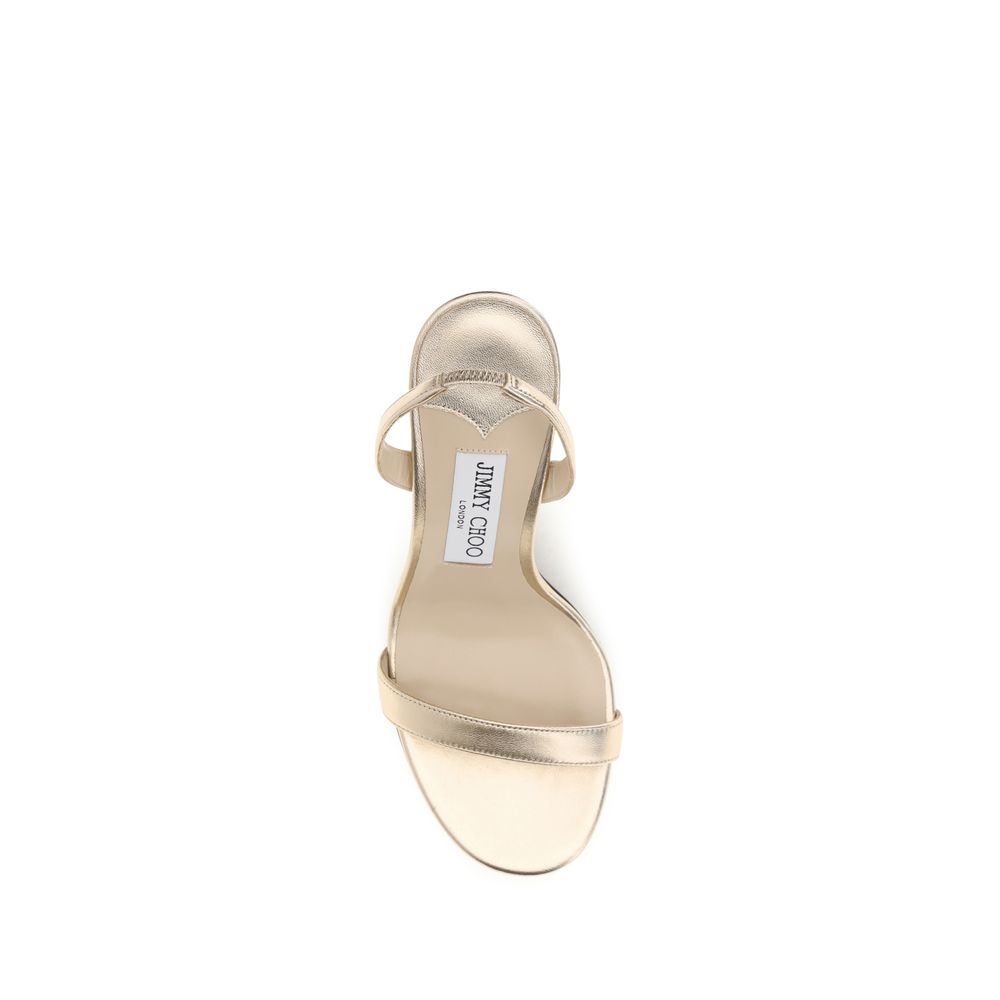 Jimmy Choo Gold Calf Leather Bos Taurus Stiletto Heel Sandals - Image 4
