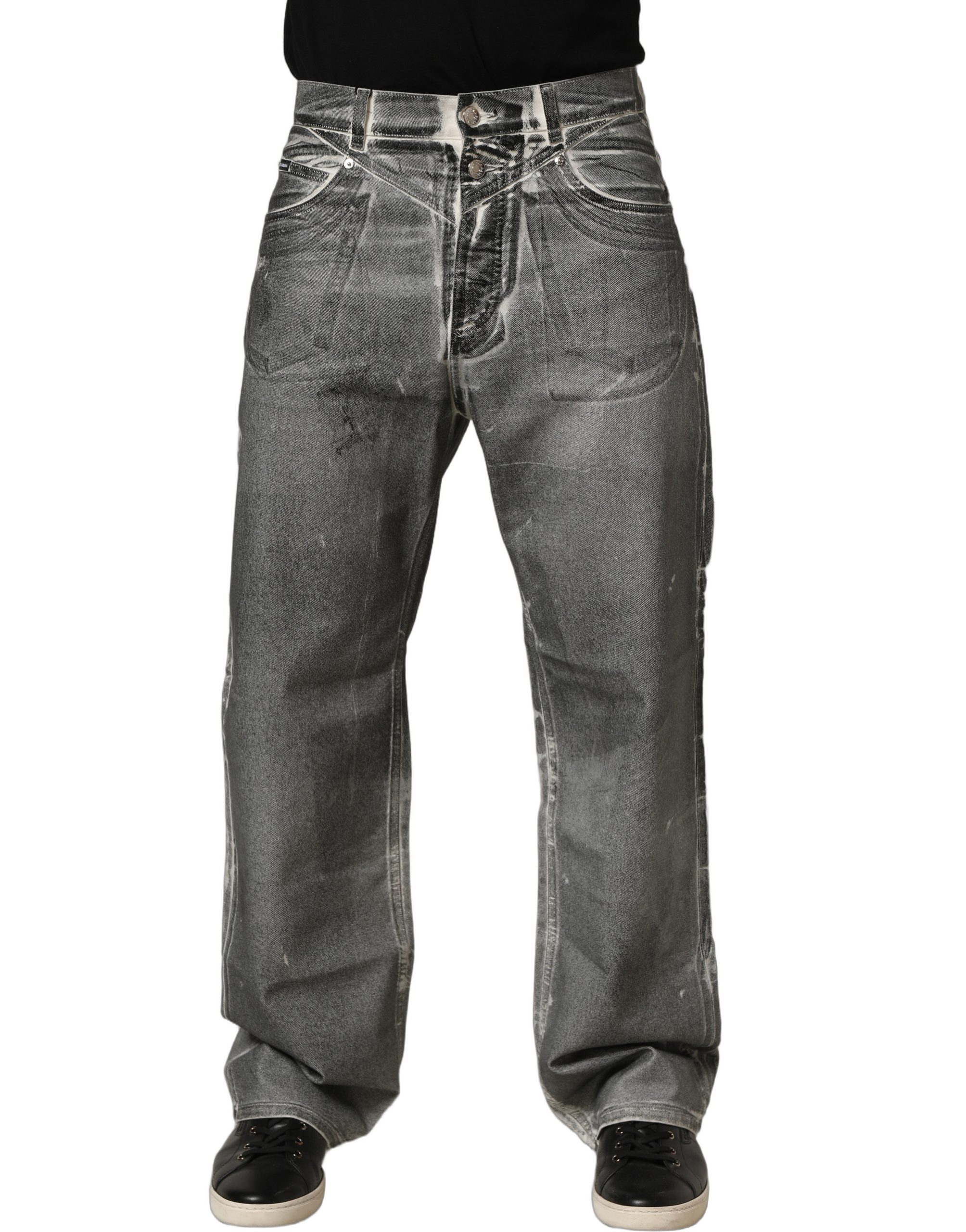 Dolce & Gabbana Grey Washed Mid Waist Straight Denim Jeans
