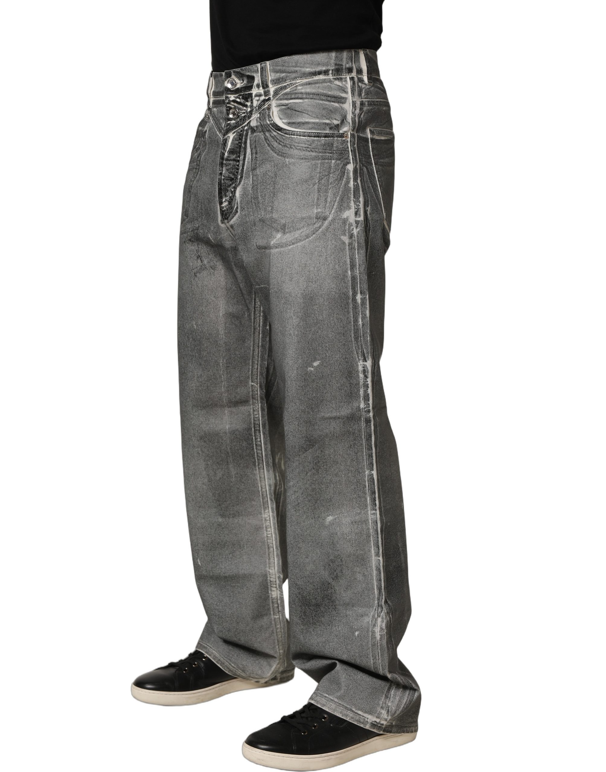 Dolce & Gabbana Grey Washed Mid Waist Straight Denim Jeans - Image 3