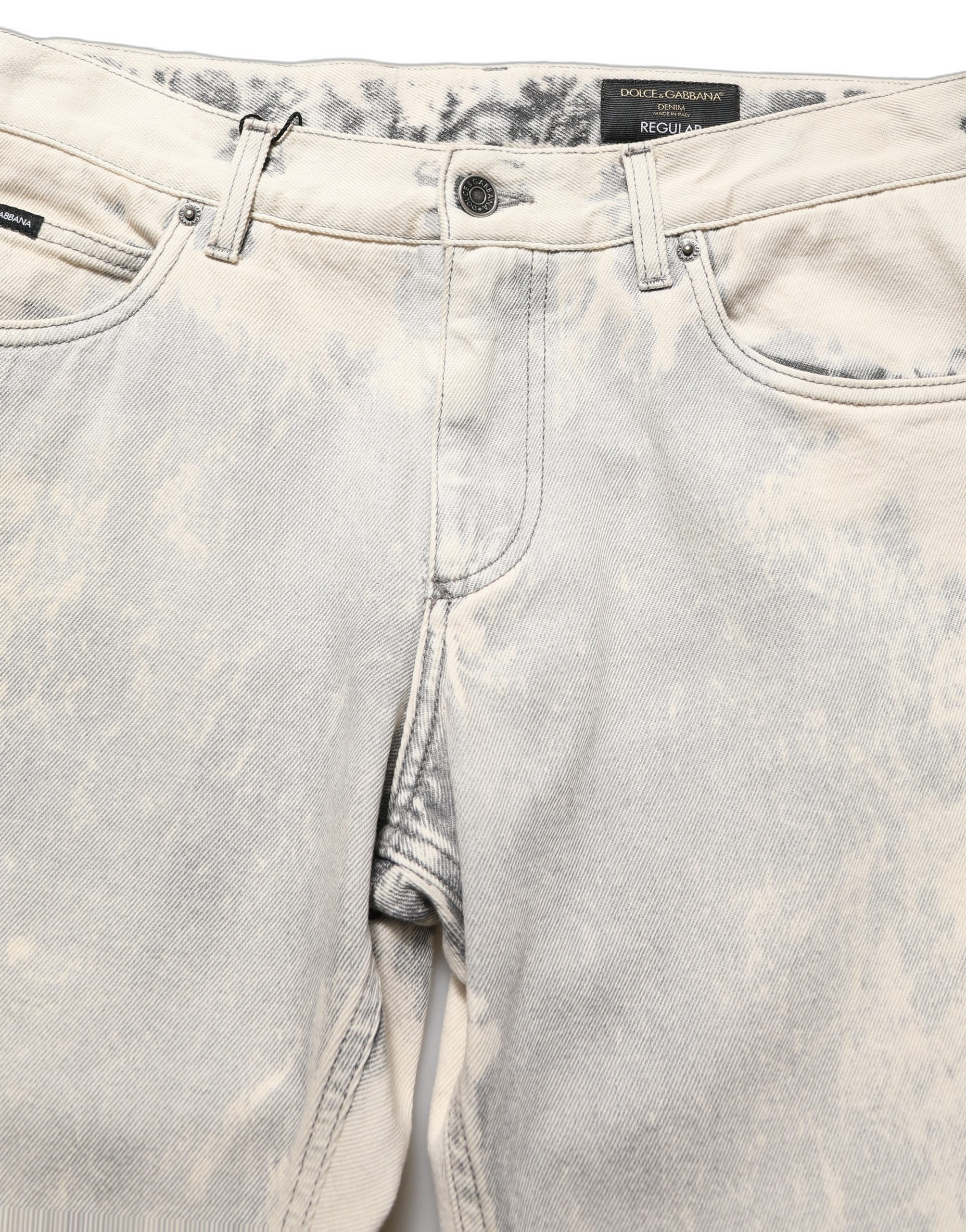 Dolce & Gabbana Beige Tie Dye Cotton Straight Men Denim Jeans - Image 5