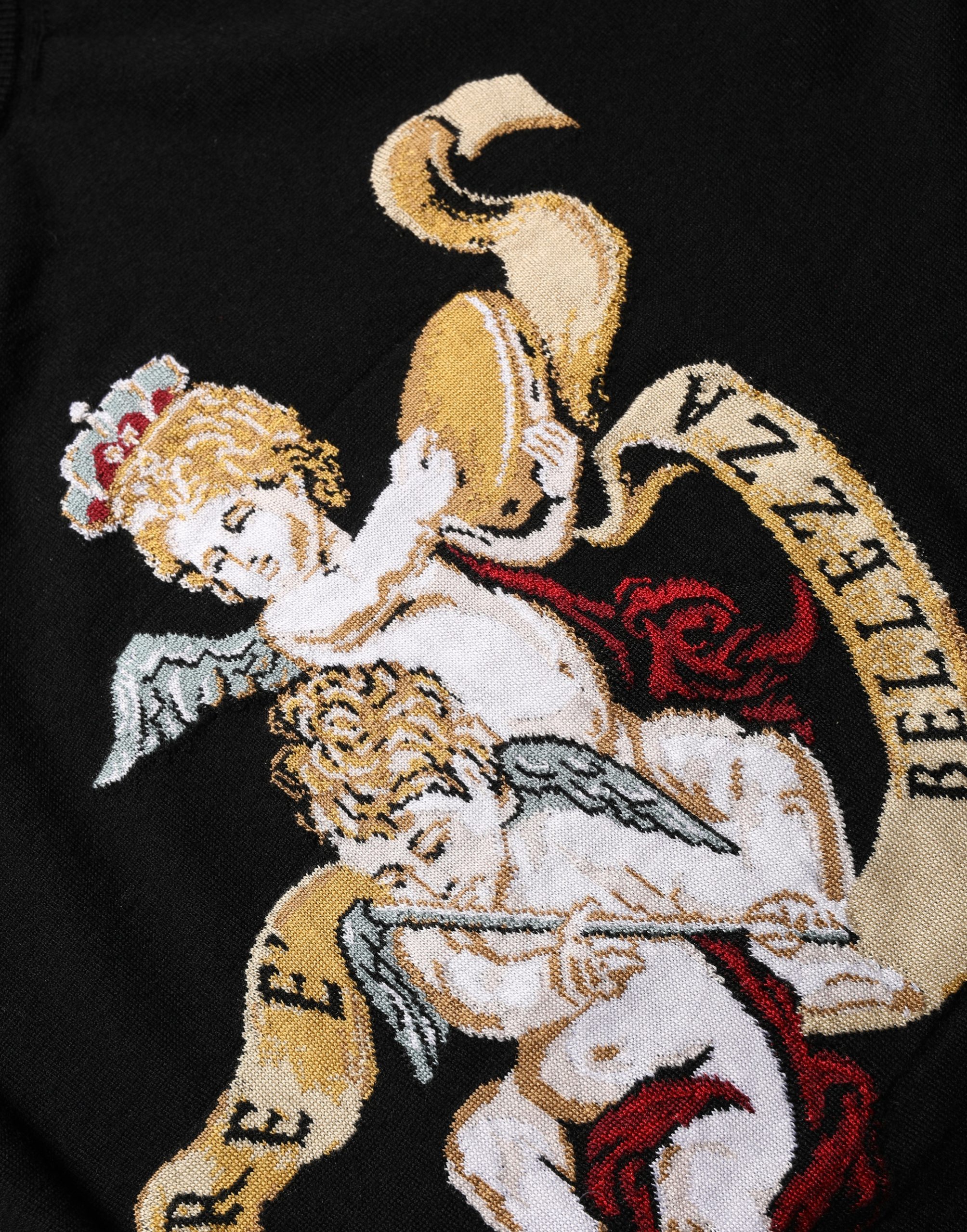 Dolce & Gabbana Black Angels Wool Crew Neck Pullover Sweater - Image 7