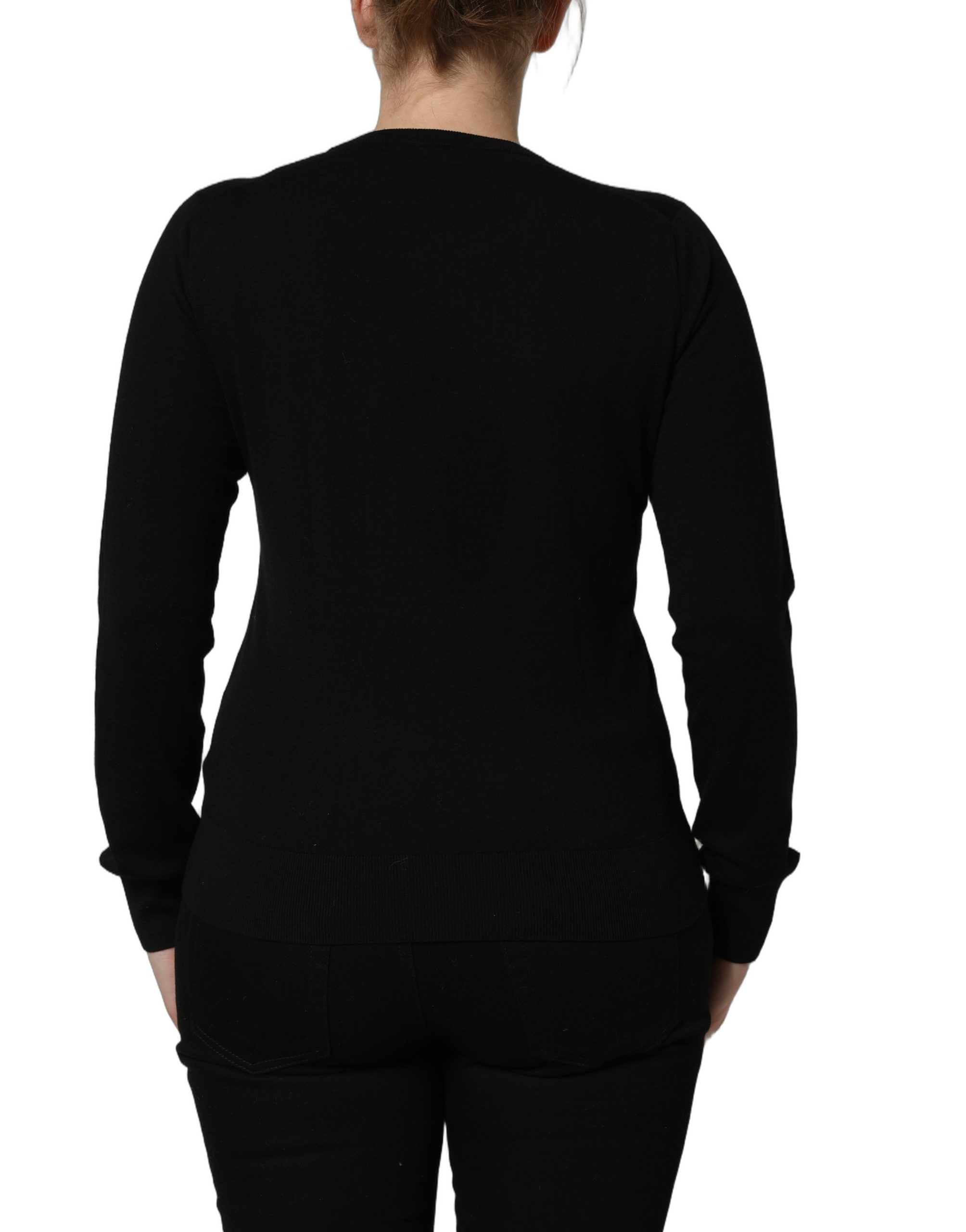 Dolce & Gabbana Black Angels Wool Crew Neck Pullover Sweater - Image 4