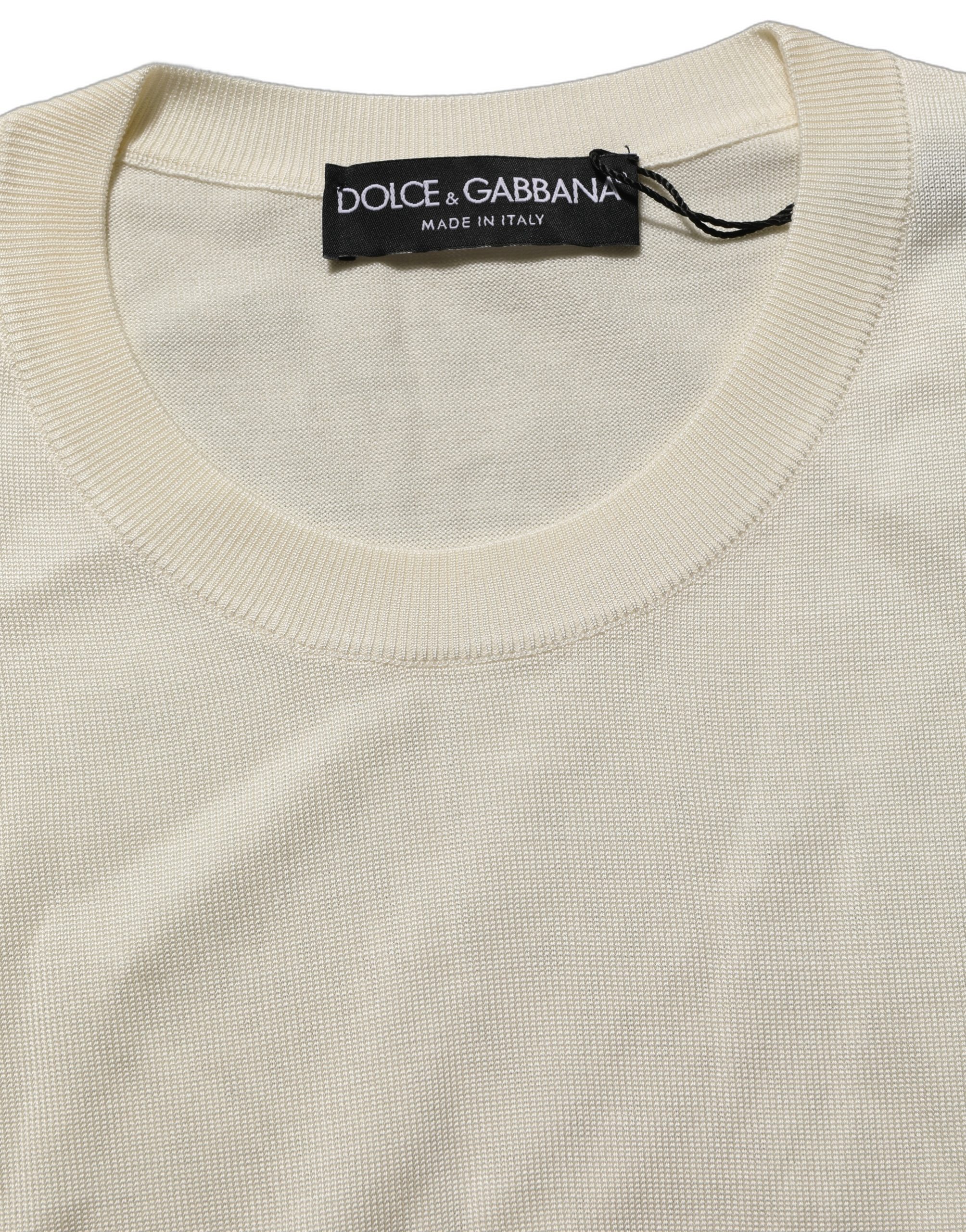 Dolce & Gabbana Off White 3/4 Sleeves Crewneck Pullover Sweater - Image 6