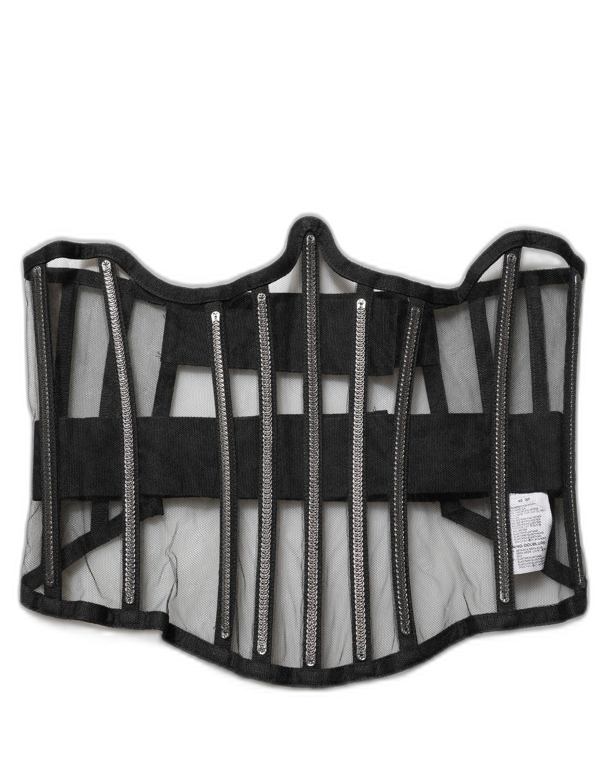 Dolce & Gabbana Black Sheer Tulle Bodysuit Cropped Corset Top - Image 6