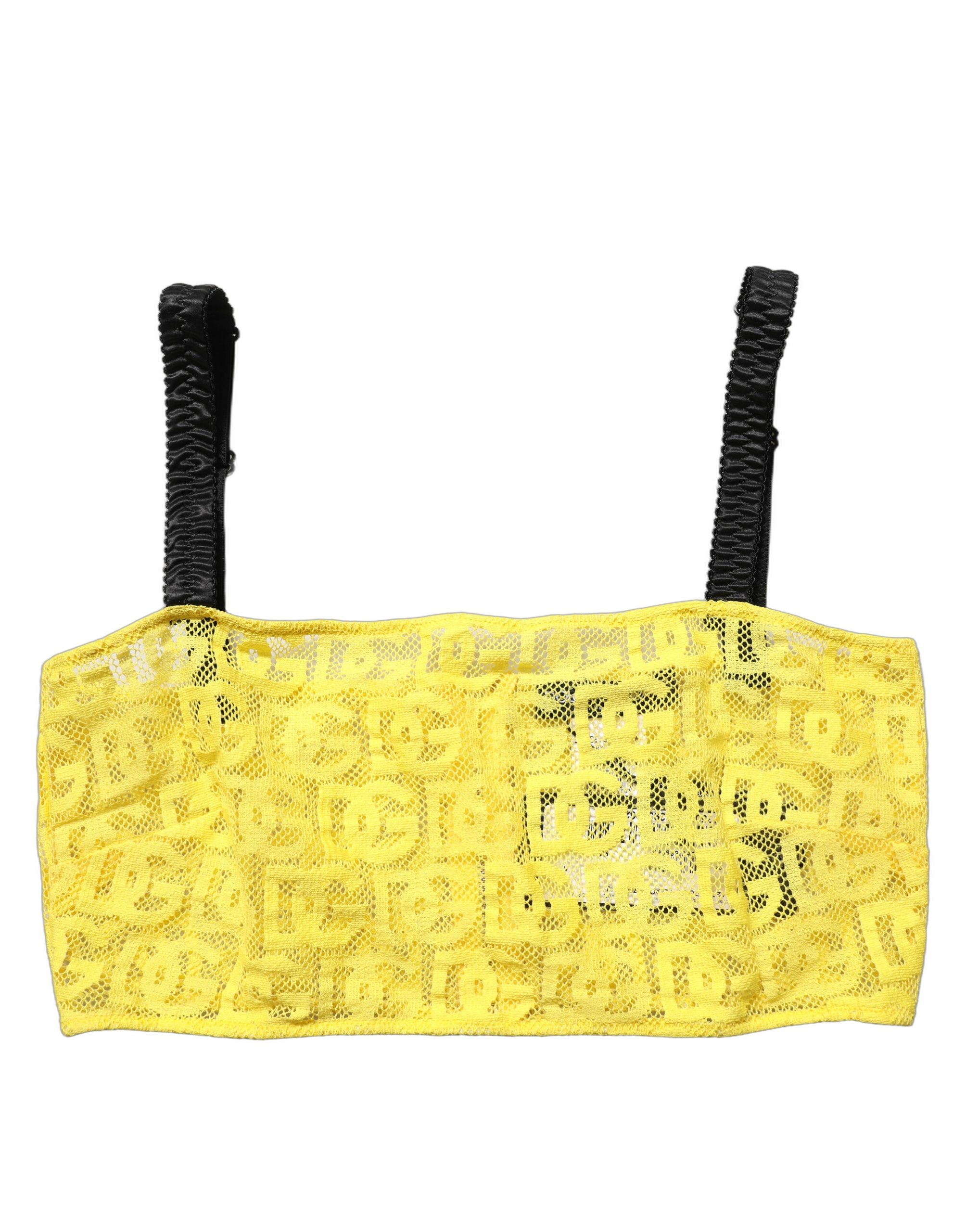 Dolce & Gabbana Yellow Cotton Crepe Chiffon Crop Bralette Top - Image 6