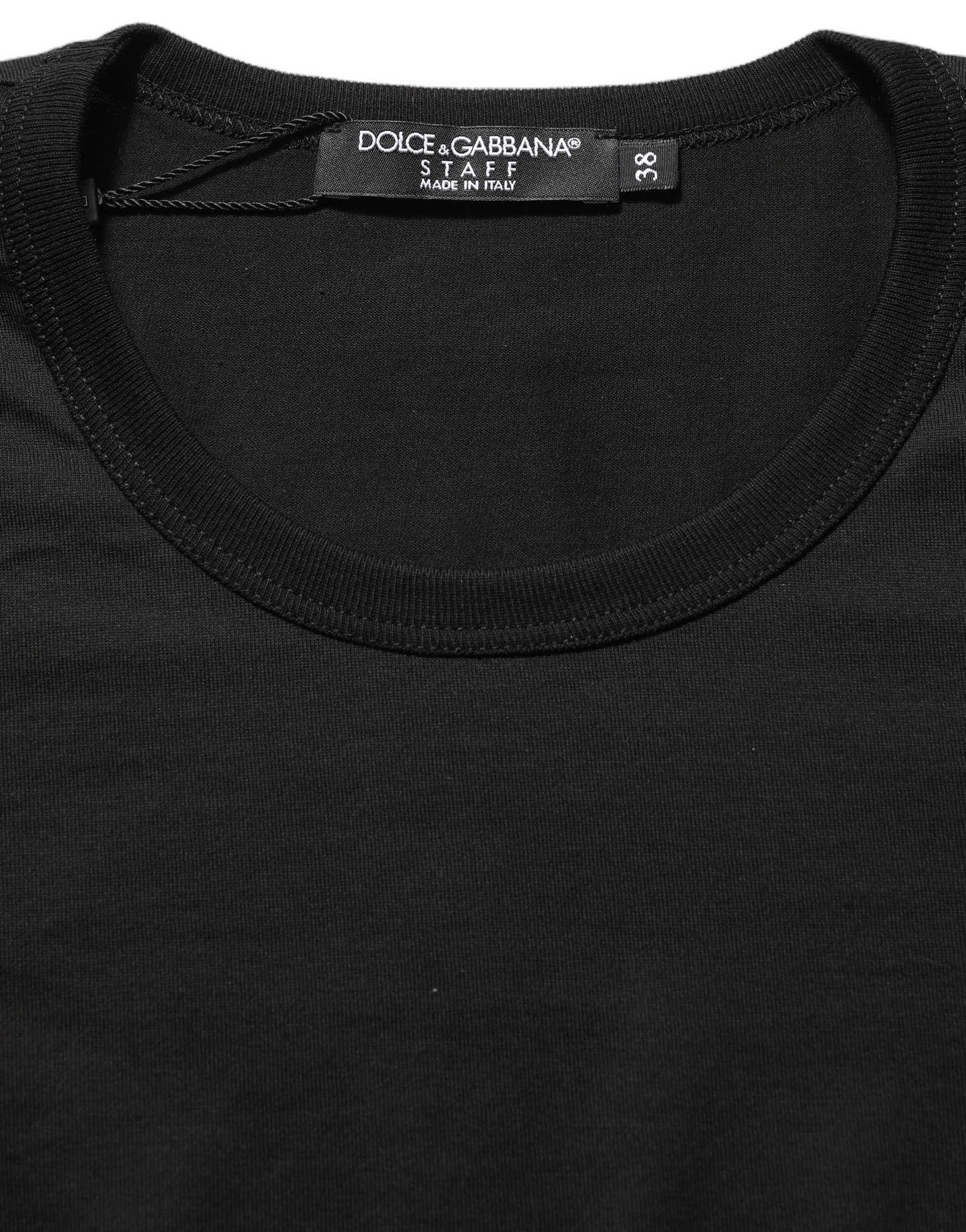 Dolce & Gabbana Black Cotton Round Neck Short Sleeve T-shirt - Image 6