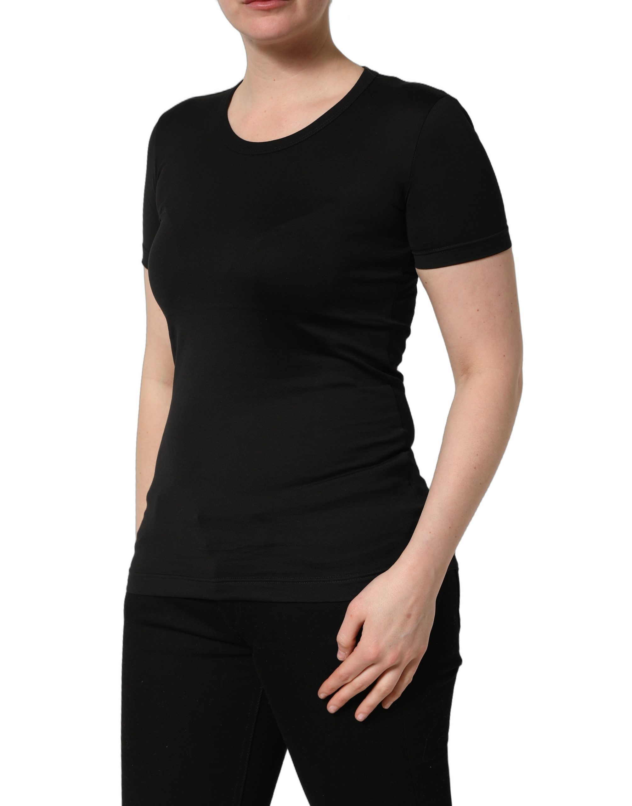 Dolce & Gabbana Black Cotton Round Neck Short Sleeve T-shirt - Image 3