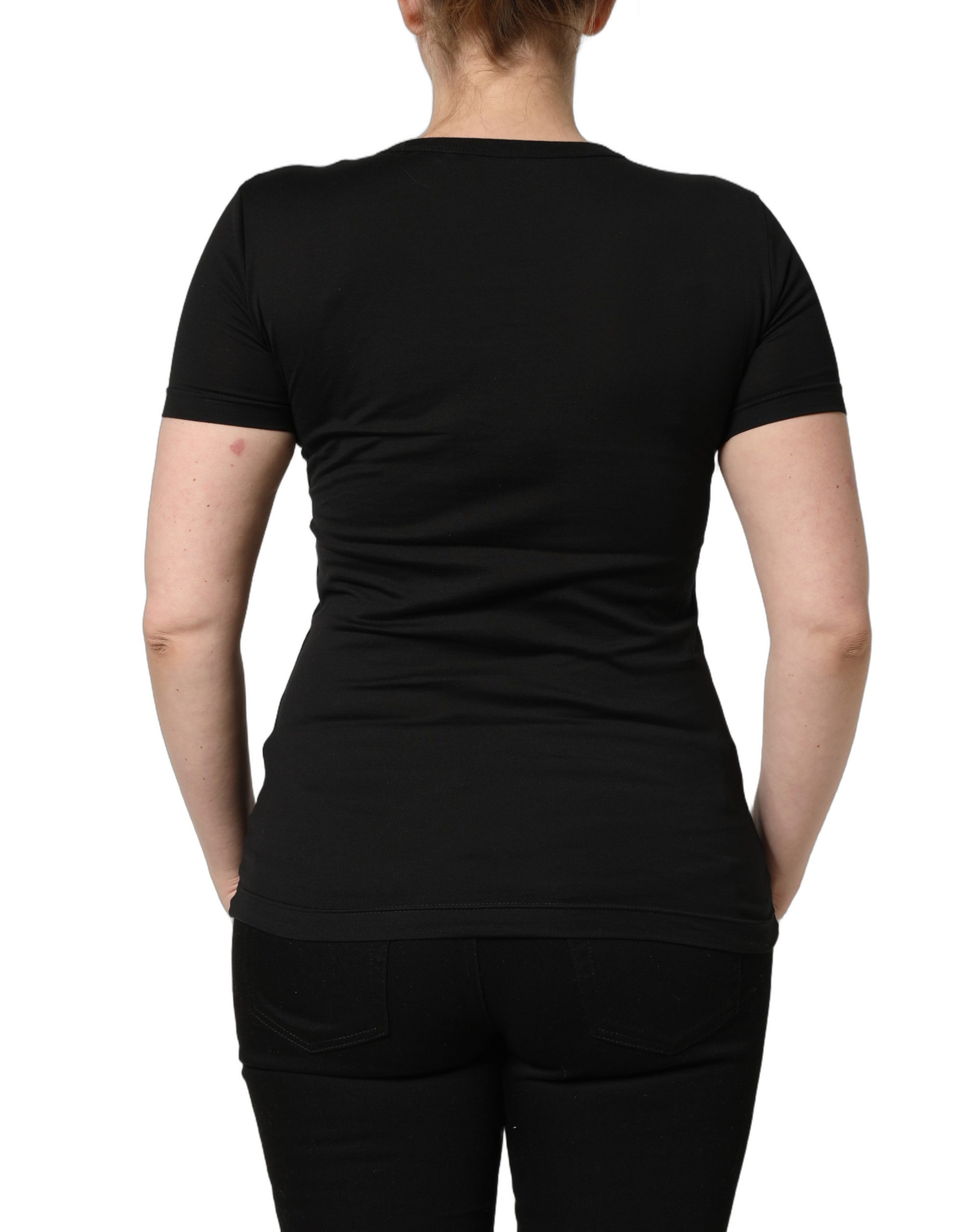 Dolce & Gabbana Black Cotton Round Neck Short Sleeve T-shirt - Image 4