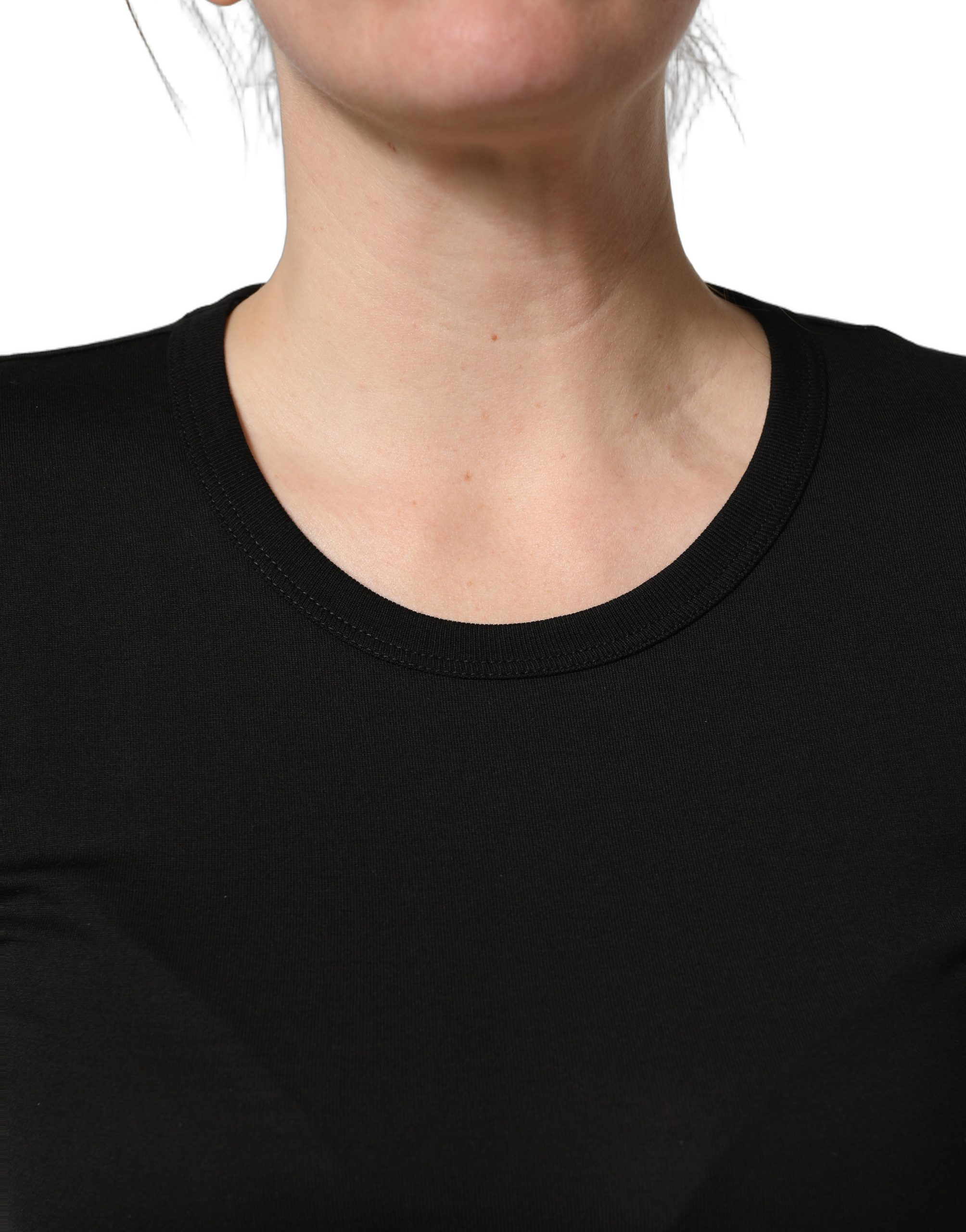 Dolce & Gabbana Black Cotton Round Neck Short Sleeve T-shirt - Image 5